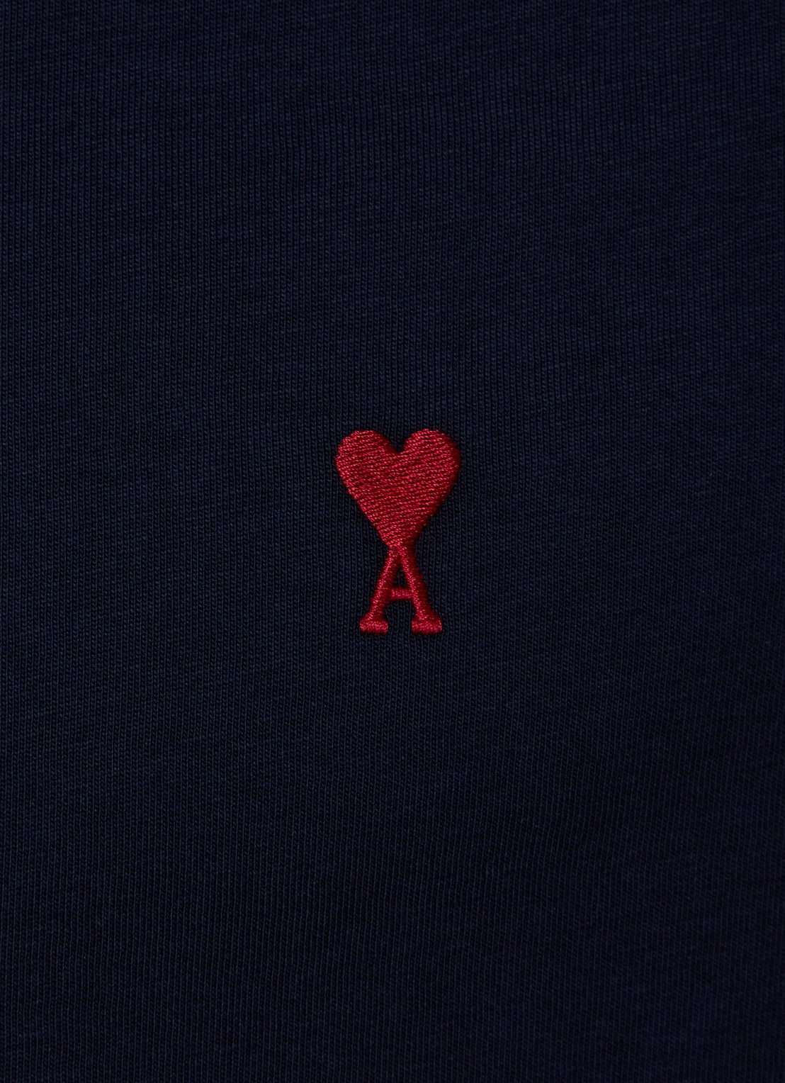 AMI Paris T-shirt met logoborduring - detail 2 donkerblauw