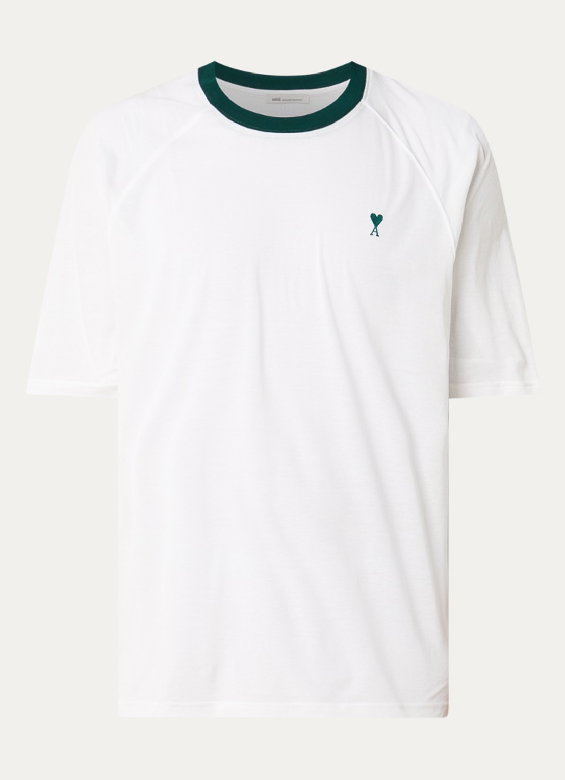 AMI Paris T-shirt met logoborduring - voorkant wit