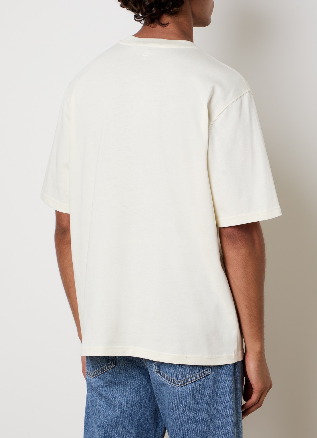 AMI Paris T-shirt met logoborduring - achterkant 5 naturel