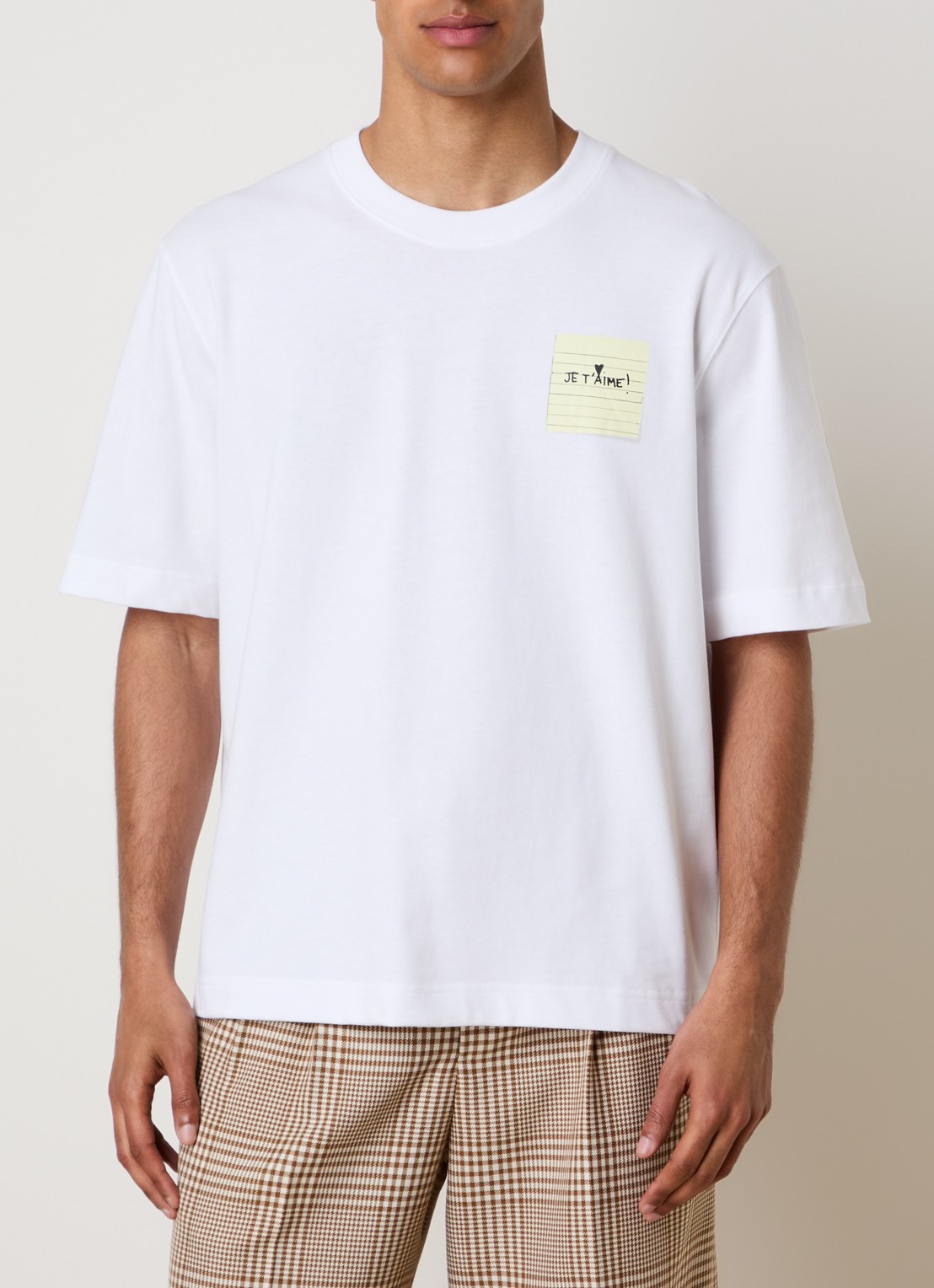 AMI Paris T-shirt met logoprint - detail 4 wit