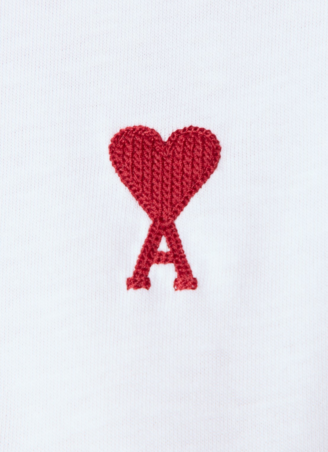 AMI Paris T-shirt van  katoen met logoborduring - detail 4 wit