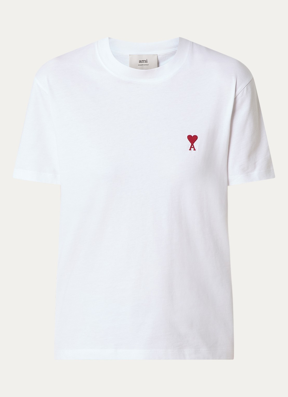 AMI Paris T-shirt van  katoen met logoborduring - voorkant wit