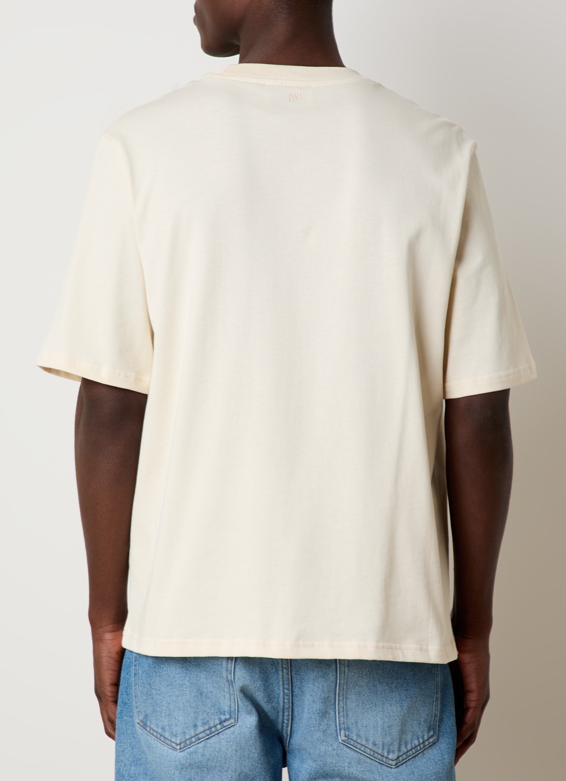 AMI Paris T-shirt van  katoen met logoborduring - achterkant 5 creme
