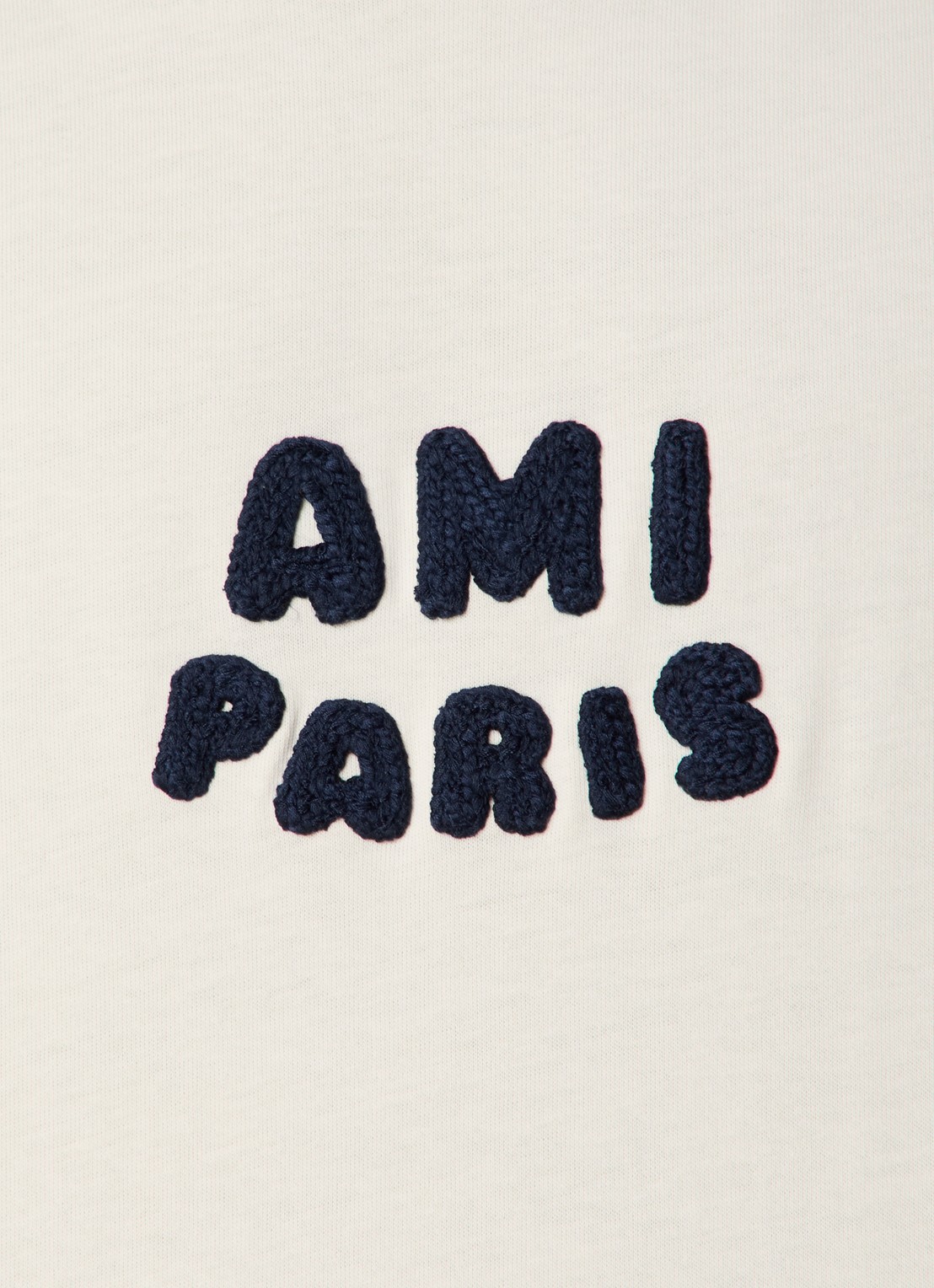 AMI Paris T-shirt van  katoen met logoborduring - detail 2 creme