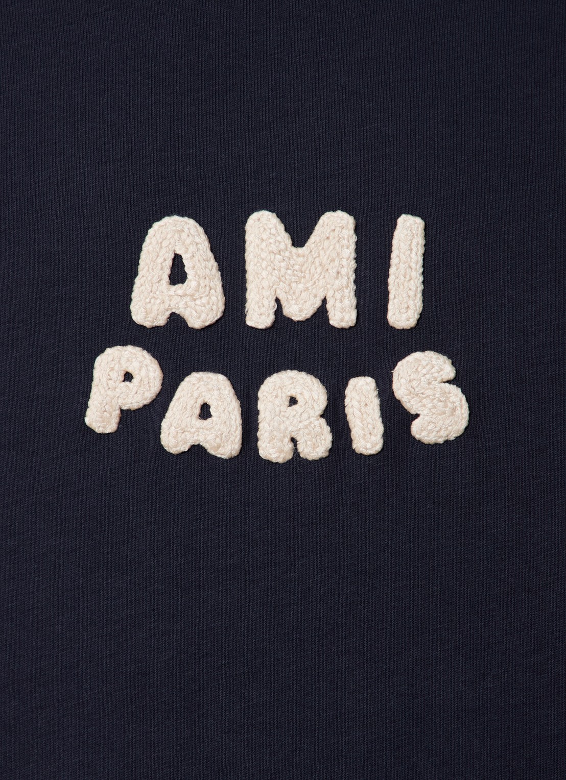AMI Paris T-shirt van  katoen met logoborduring - detail 3 donkerblauw