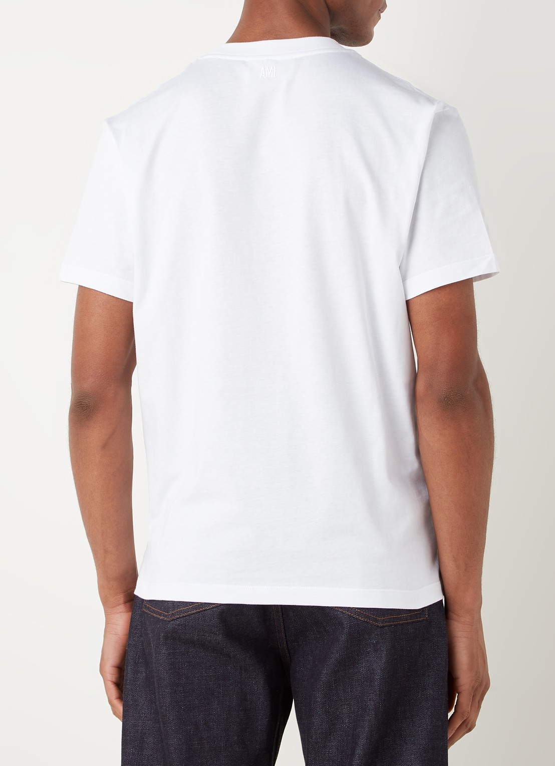 AMI Paris T-shirt van  katoen met logoborduring  - achterkant 4 wit
