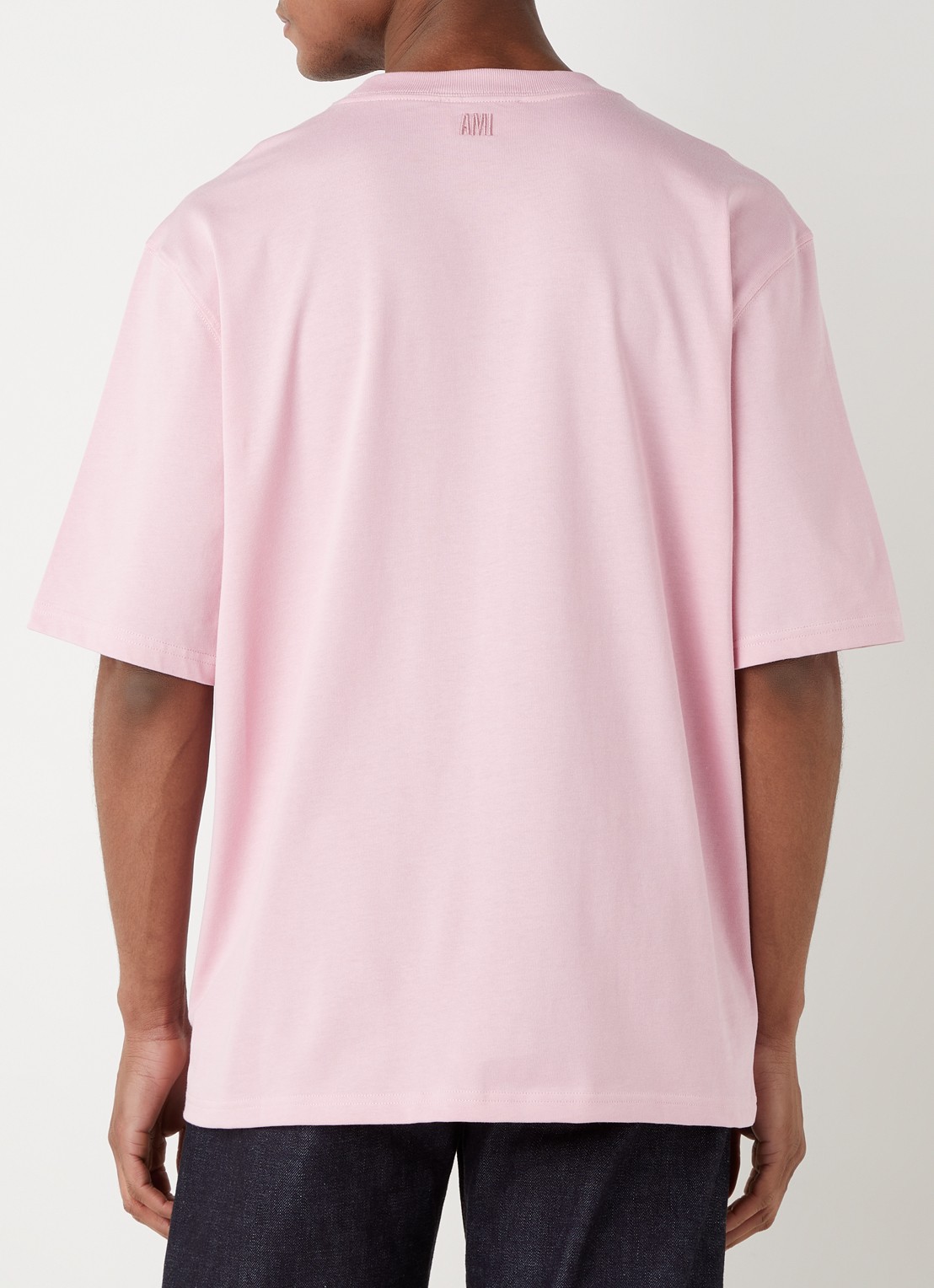 AMI Paris T-shirt van  katoen met logoborduring  - achterkant 4 roze
