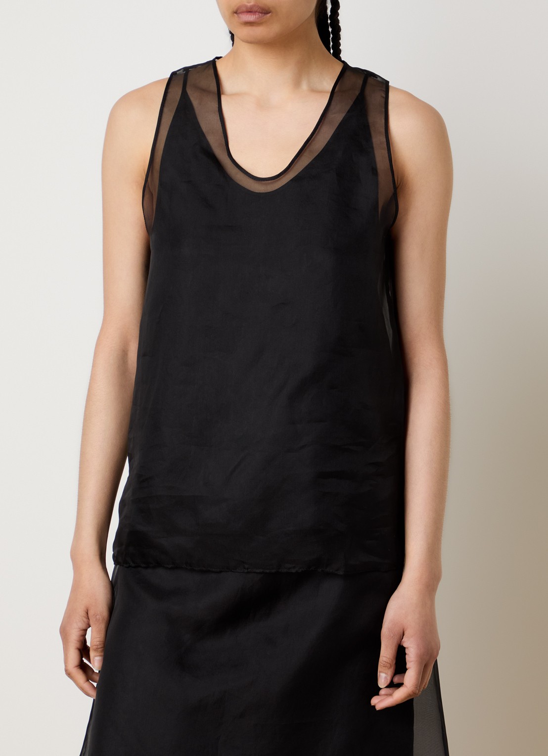 AMI Paris Tanktop van zijde - detail 4 zwart