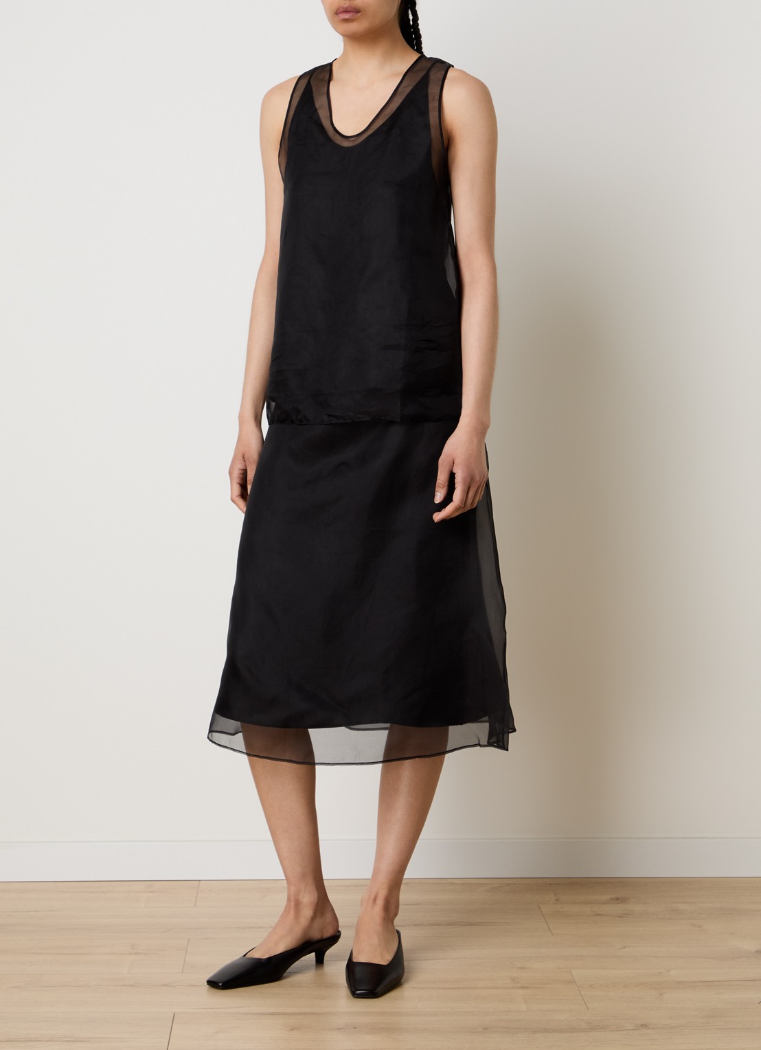 AMI Paris Tanktop van zijde - voorkant 3 zwart
