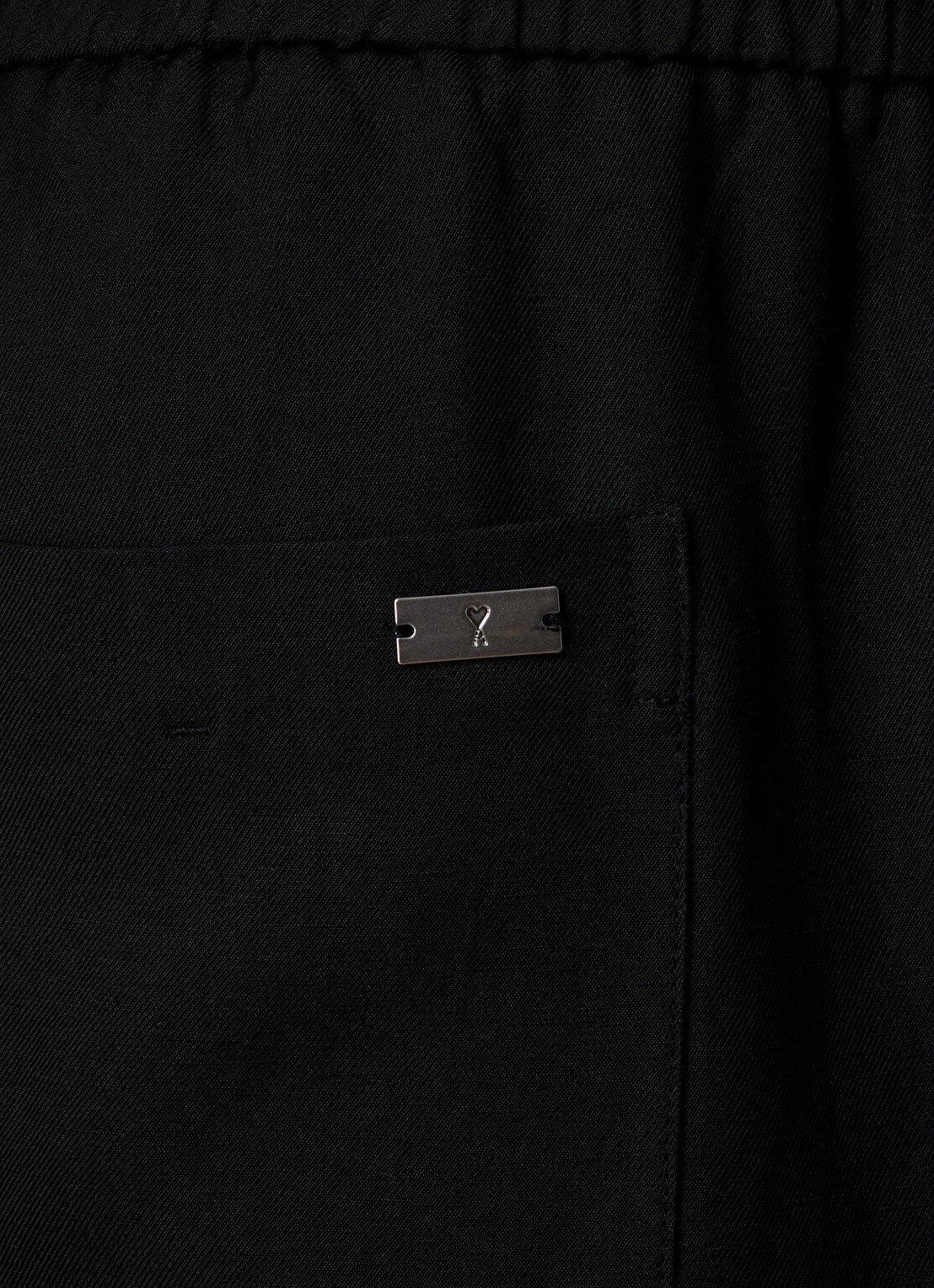AMI Paris Wide fit broek in linnenblend met steekzakken - detail 4 zwart