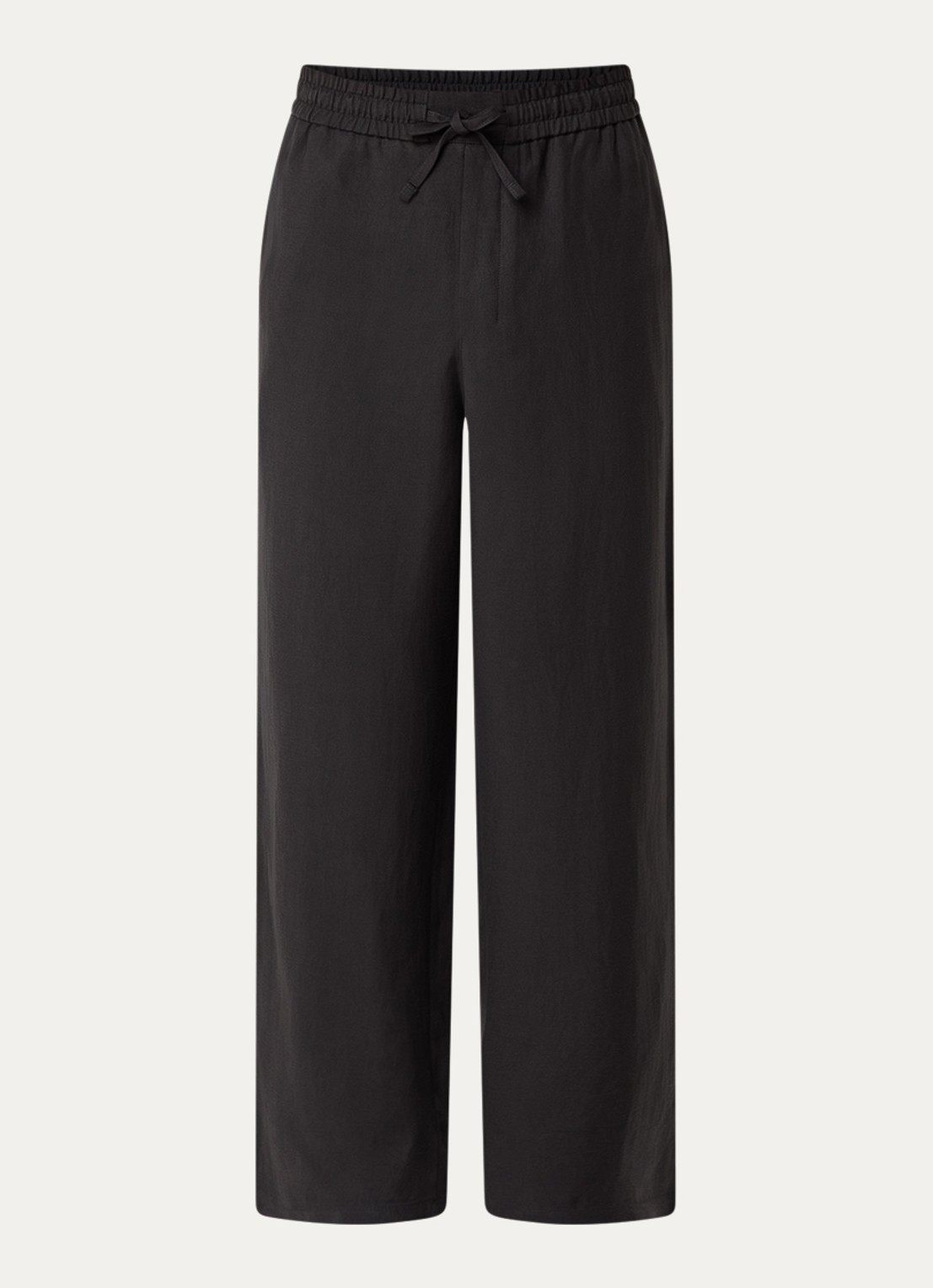 AMI Paris Wide fit broek in linnenblend met steekzakken - voorkant 5 zwart