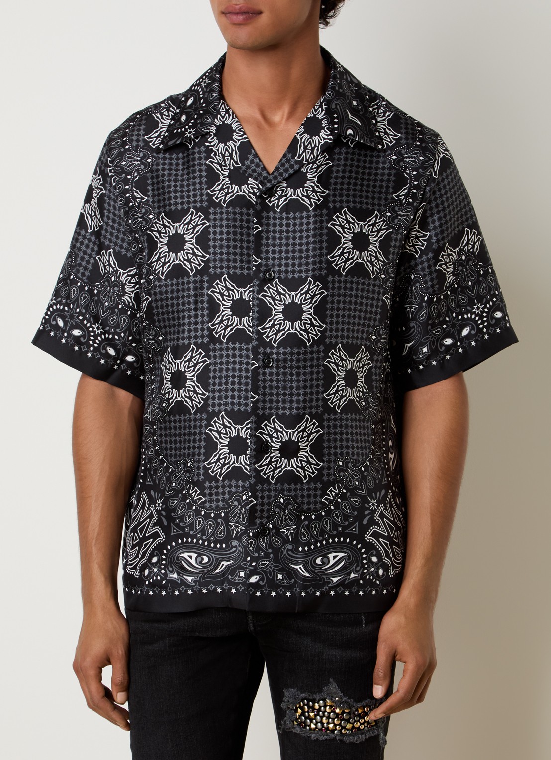 AMIRI Check regular fit overhemd met print - detail 4 zwart