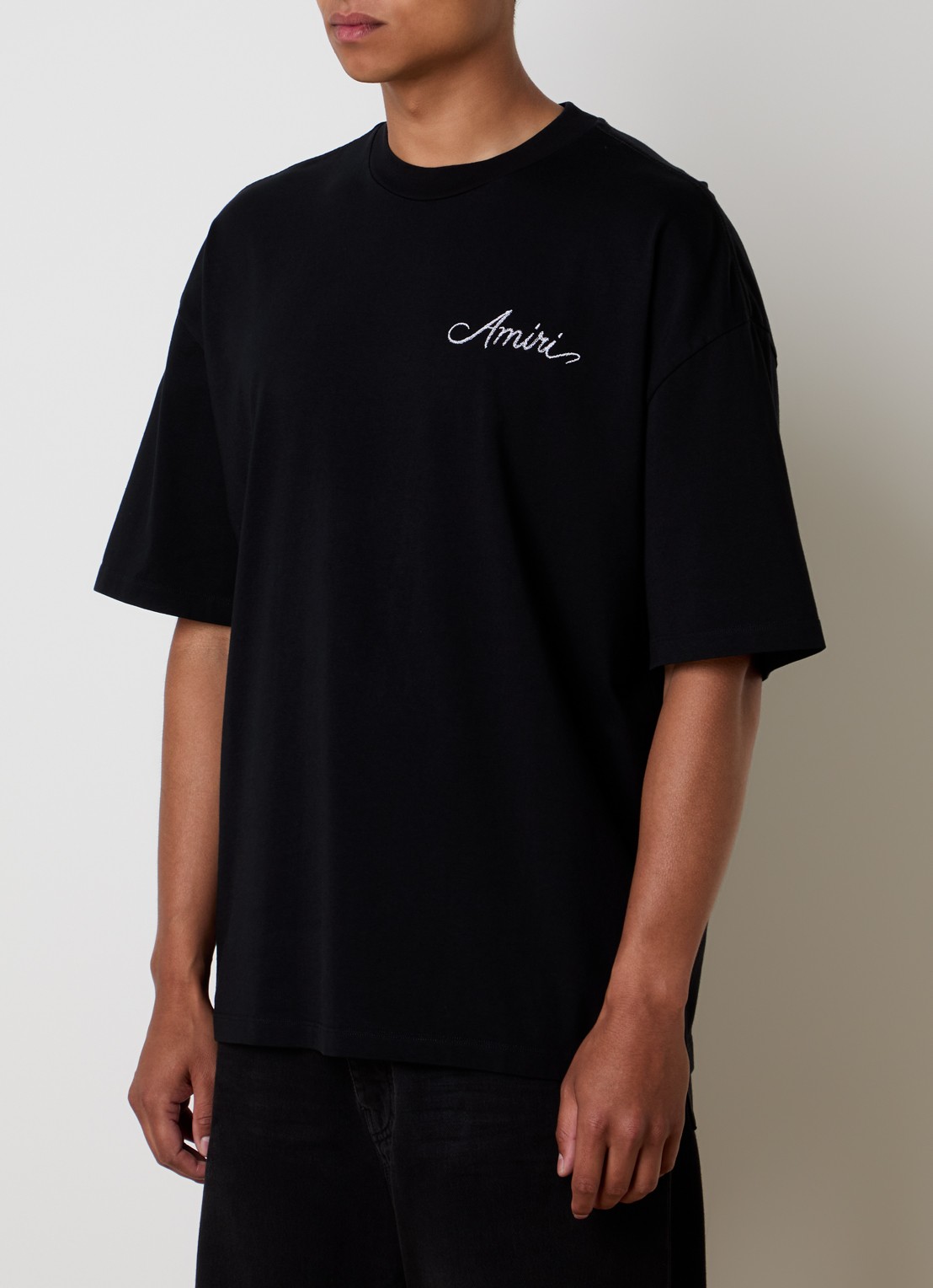 AMIRI Check T-shirt met logo- en backprint - achterkant 3 zwart