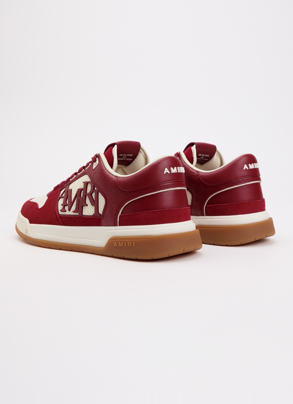 AMIRI Classic Low sneaker van leer met logo en details van mesh  - achterkant 2 donkerrood