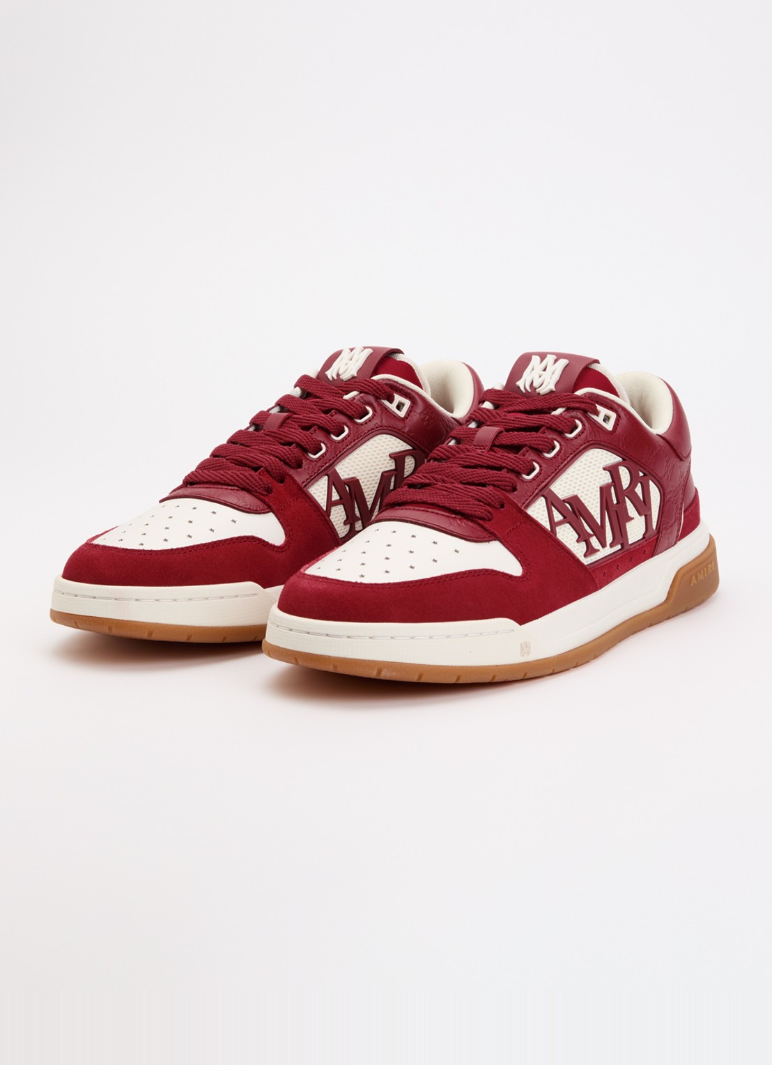 AMIRI Classic Low sneaker van leer met logo en details van mesh  - detail 3 donkerrood
