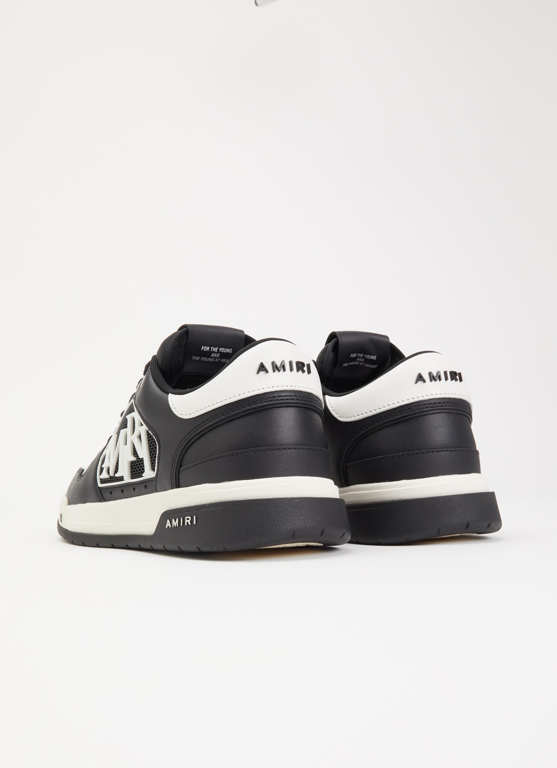 AMIRI Classic Low sneaker van leer met logo en details van mesh - achterkant 6 zwart