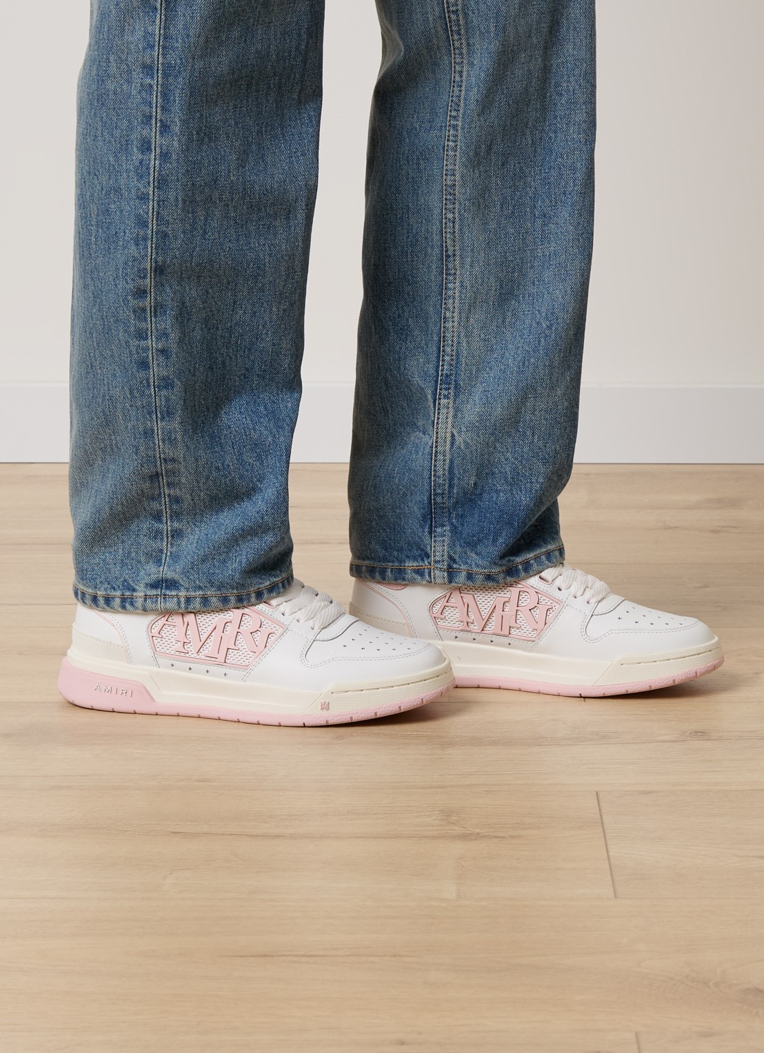 AMIRI Classic sneaker van leer met logo - voorkant 7 wit