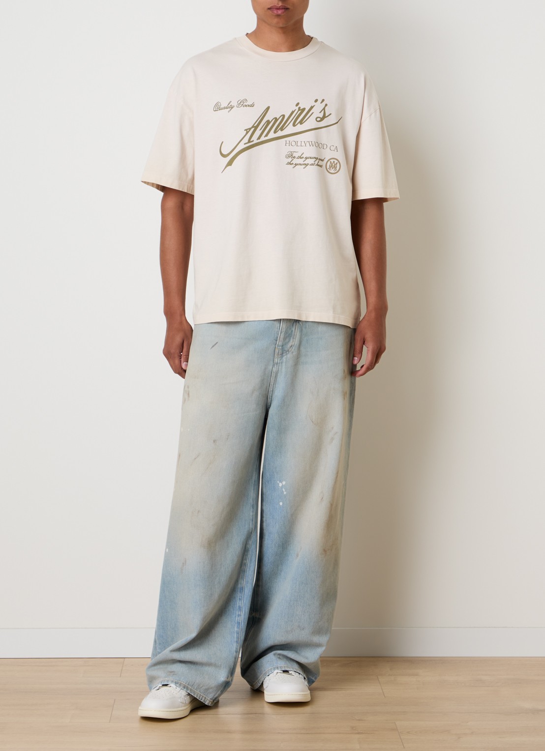 AMIRI Cryst T-shirt met logoprint - voorkant 2 naturel