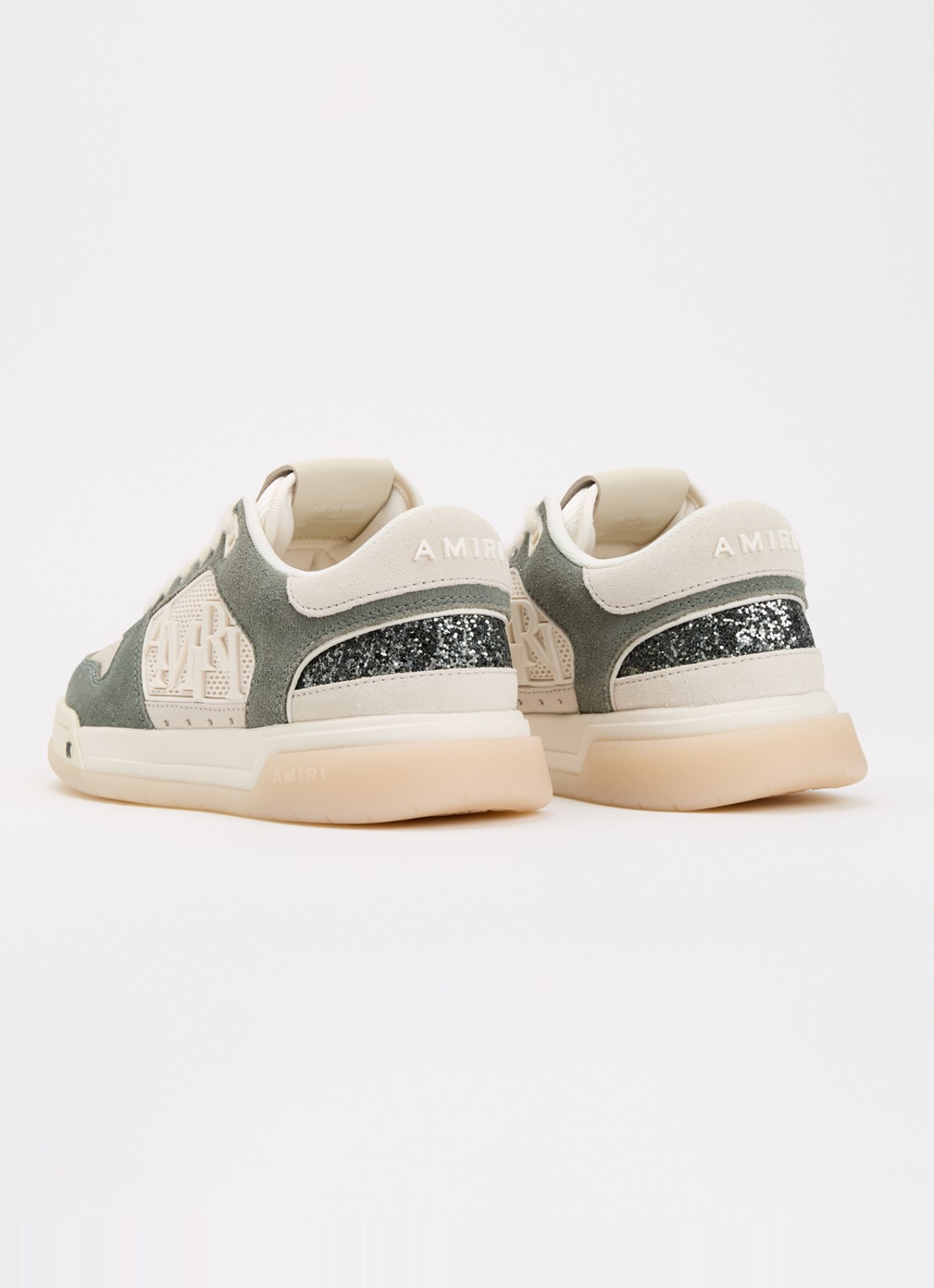 AMIRI Glitter Classic sneaker met suède details - achterkant 6 olijfgroen