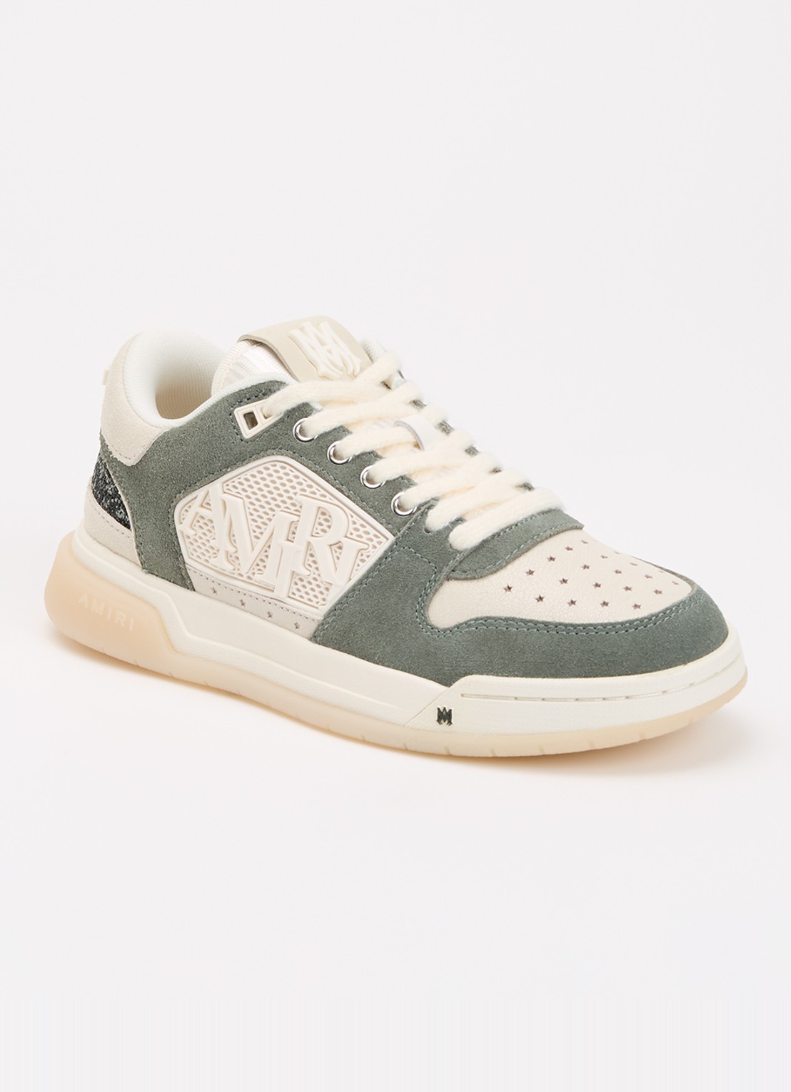AMIRI Glitter Classic sneaker met suède details - voorkant 5 olijfgroen