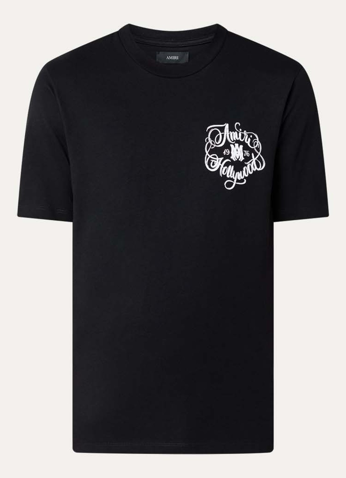 AMIRI Hollywood T-shirt met logo- en backprint - voorkant zwart