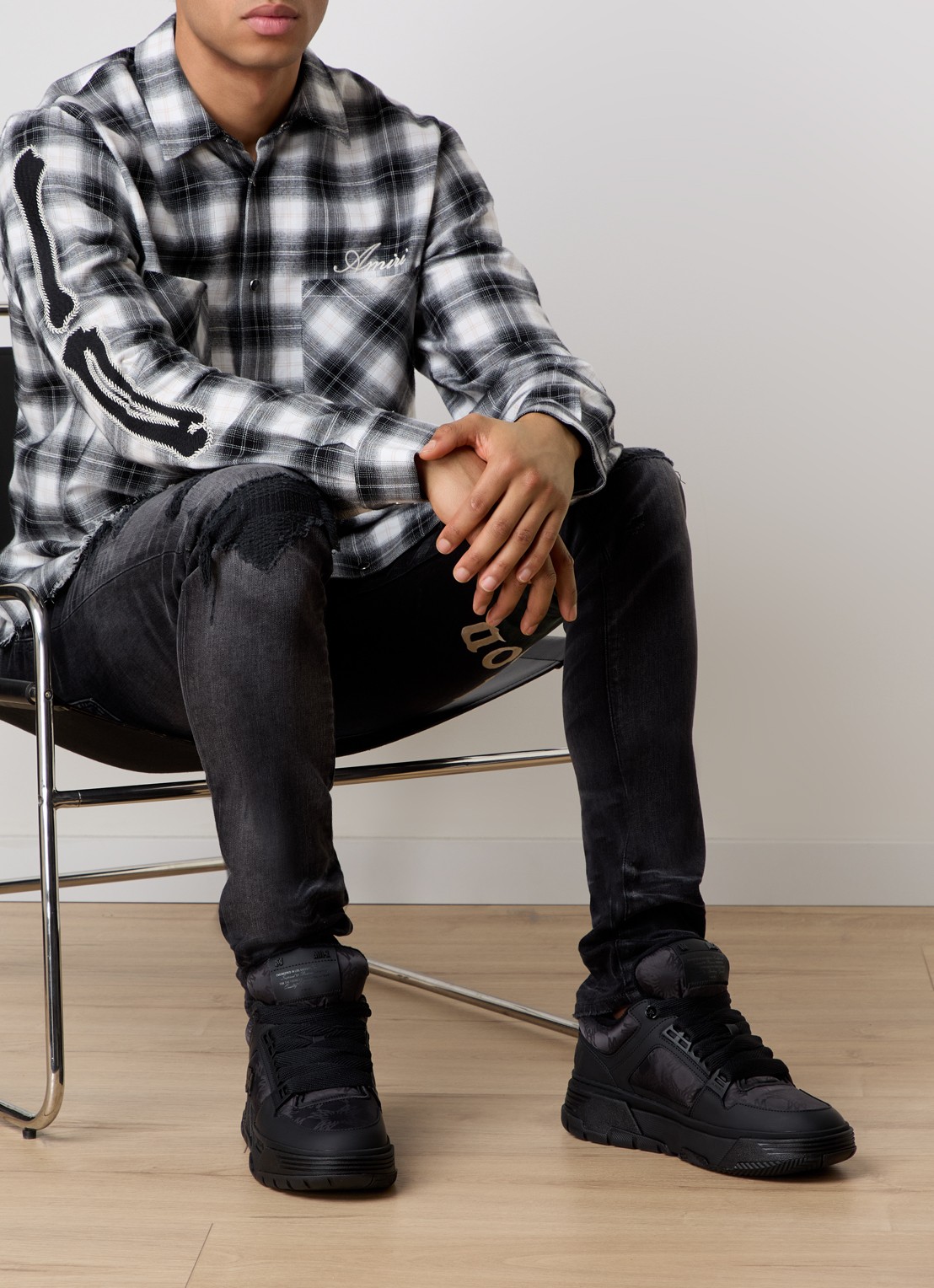 AMIRI MA-1 sneaker met leren details - voorkant 3 zwart