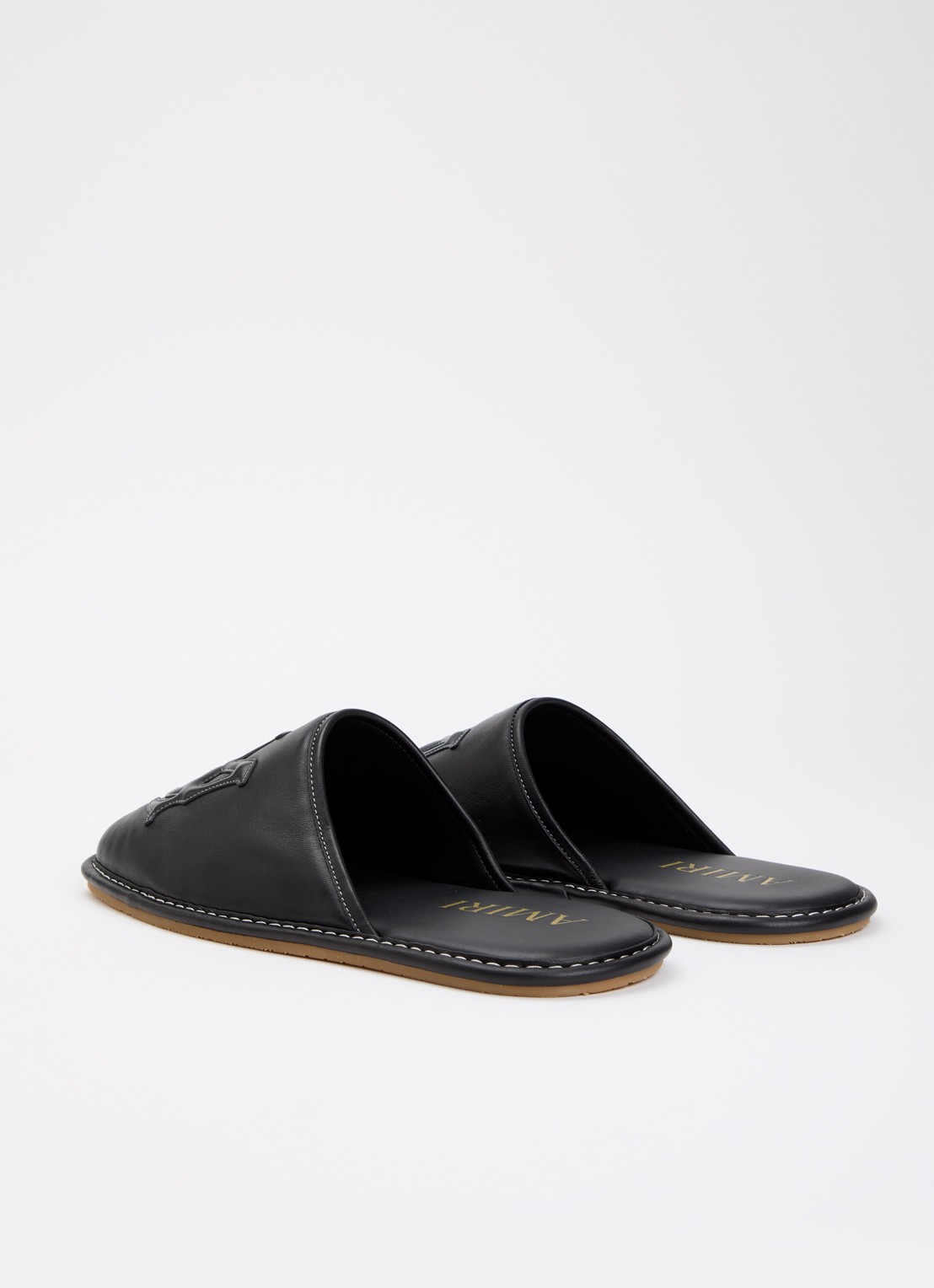 AMIRI MA slipper van leer met logo - achterkant 5 zwart