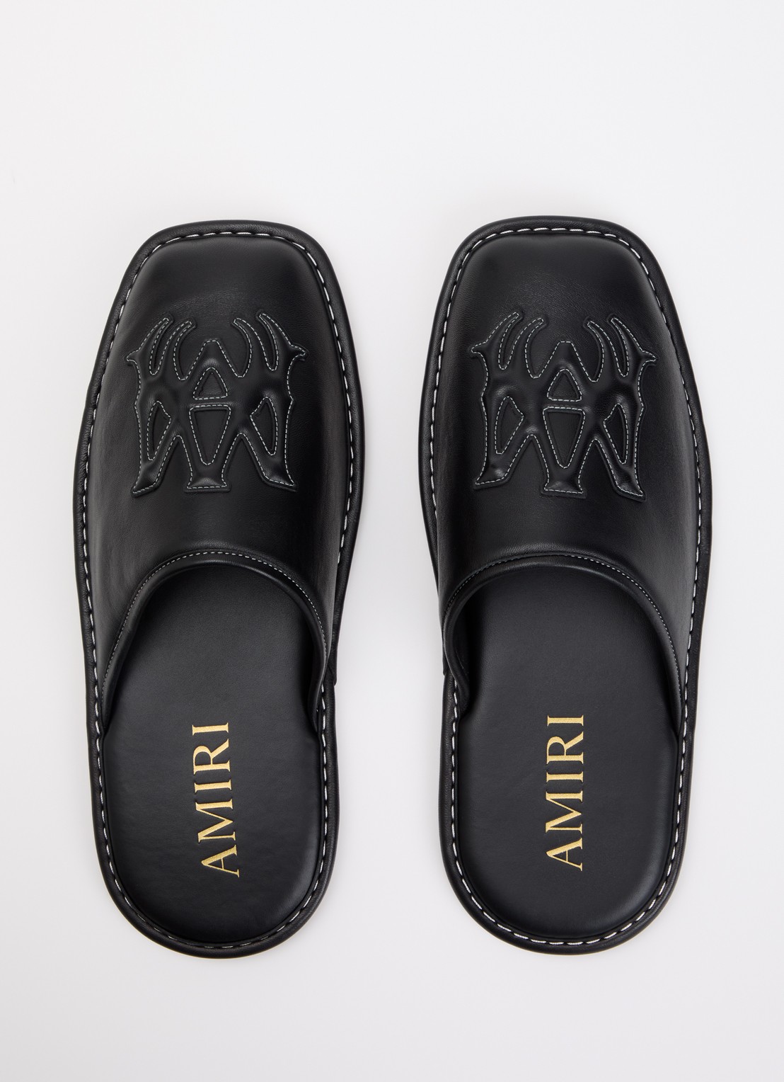 AMIRI MA slipper van leer met logo - detail 2 zwart