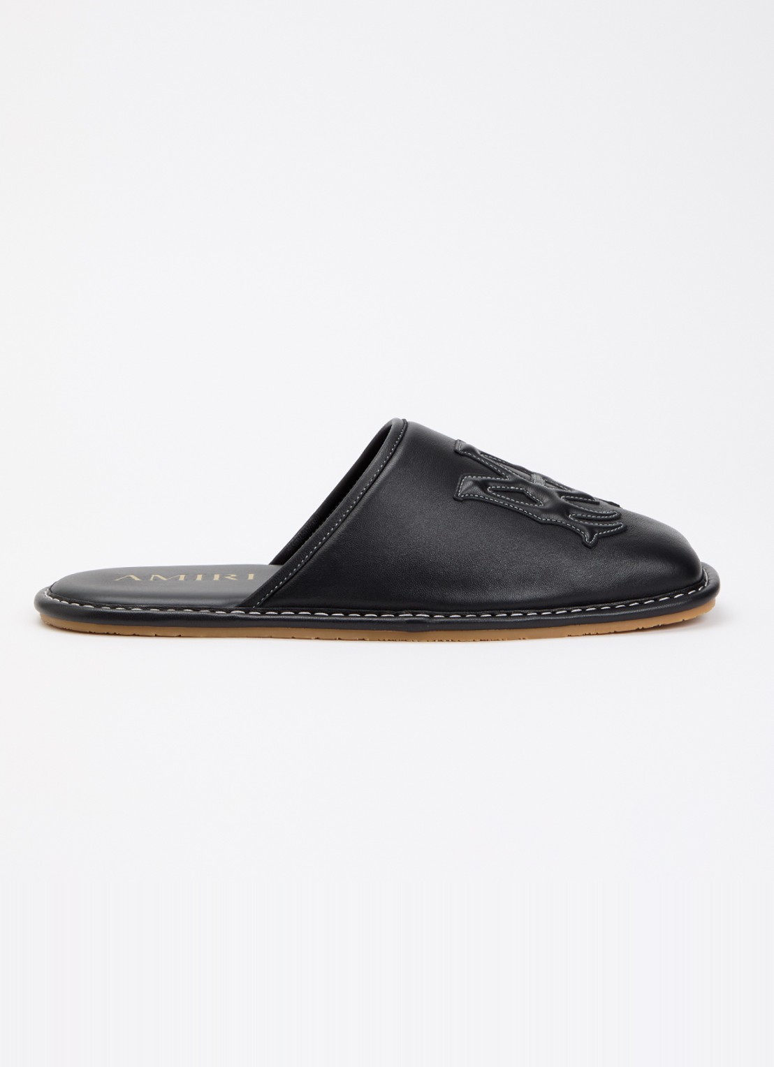 AMIRI MA slipper van leer met logo - voorkant 6 zwart
