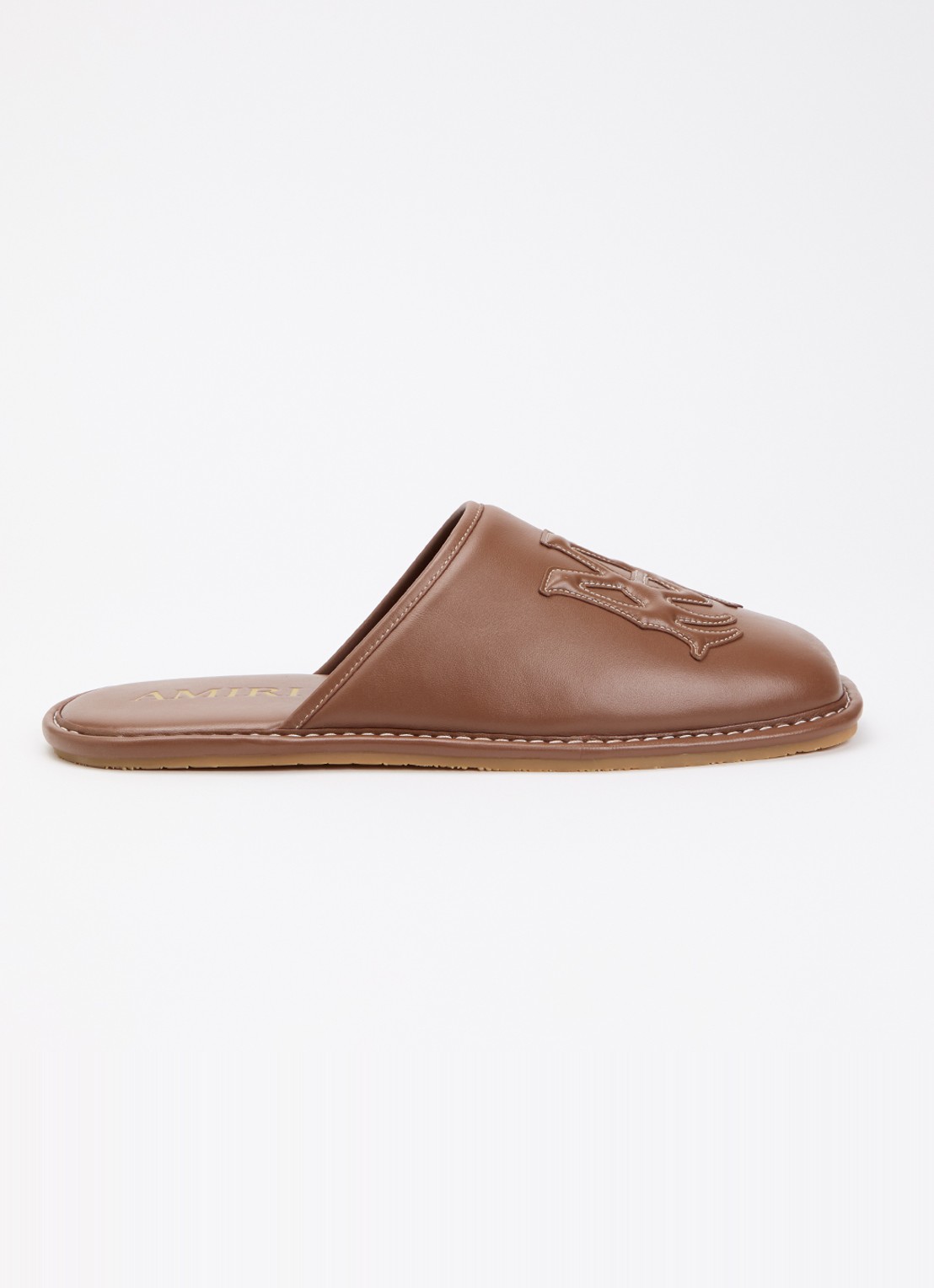 AMIRI MA Slipper van leer met logo - voorkant cognac