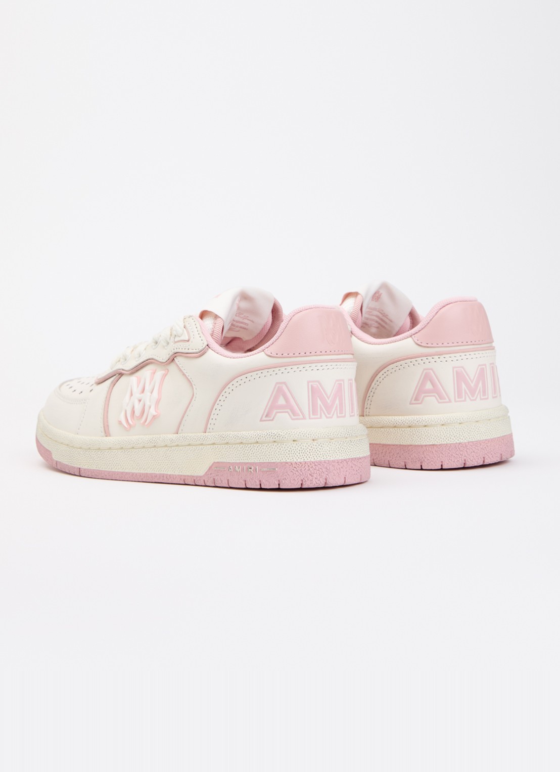 AMIRI Newport sneaker van leer met logo - achterkant 2 lichtroze