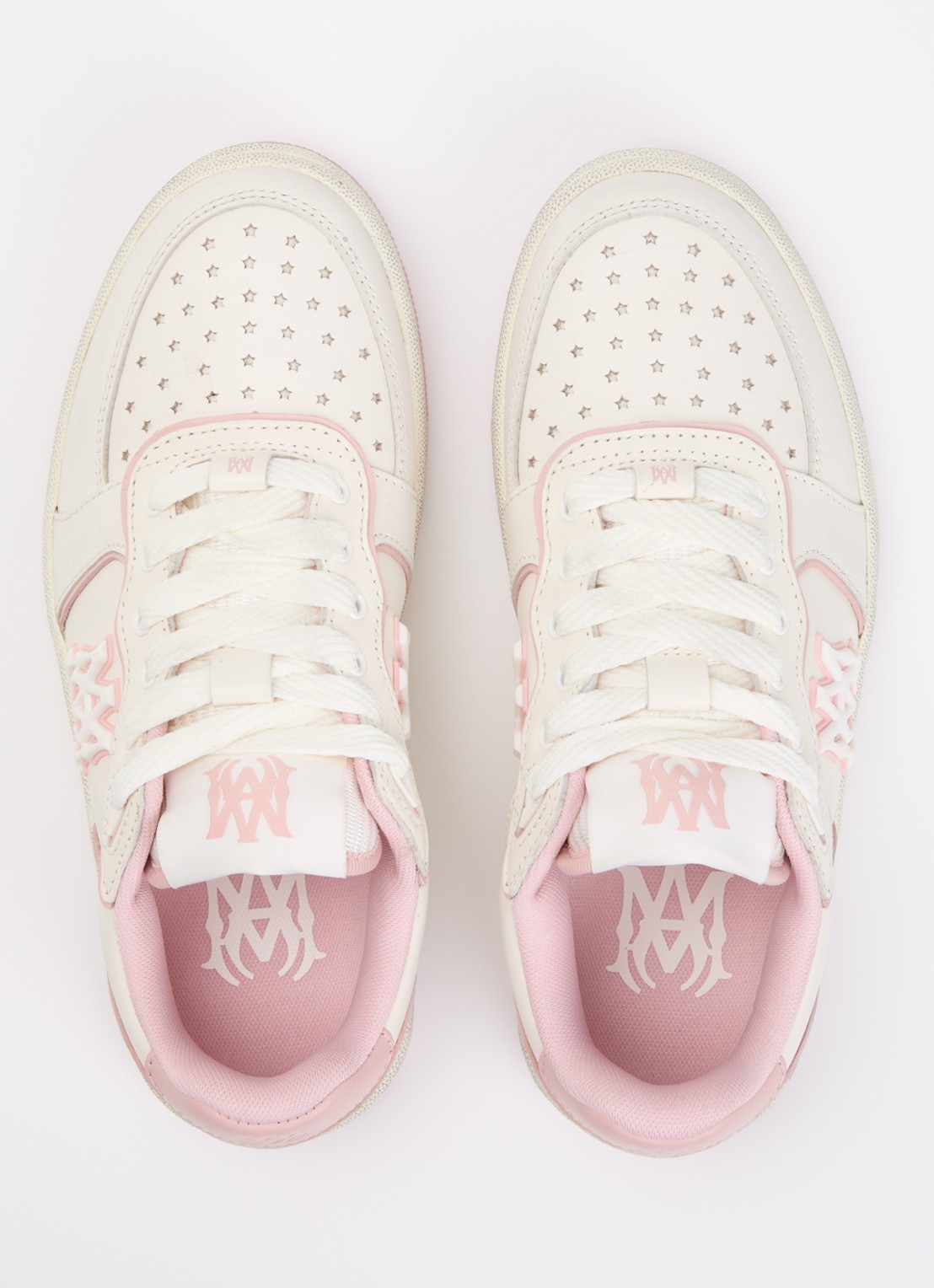 AMIRI Newport sneaker van leer met logo - detail 4 lichtroze