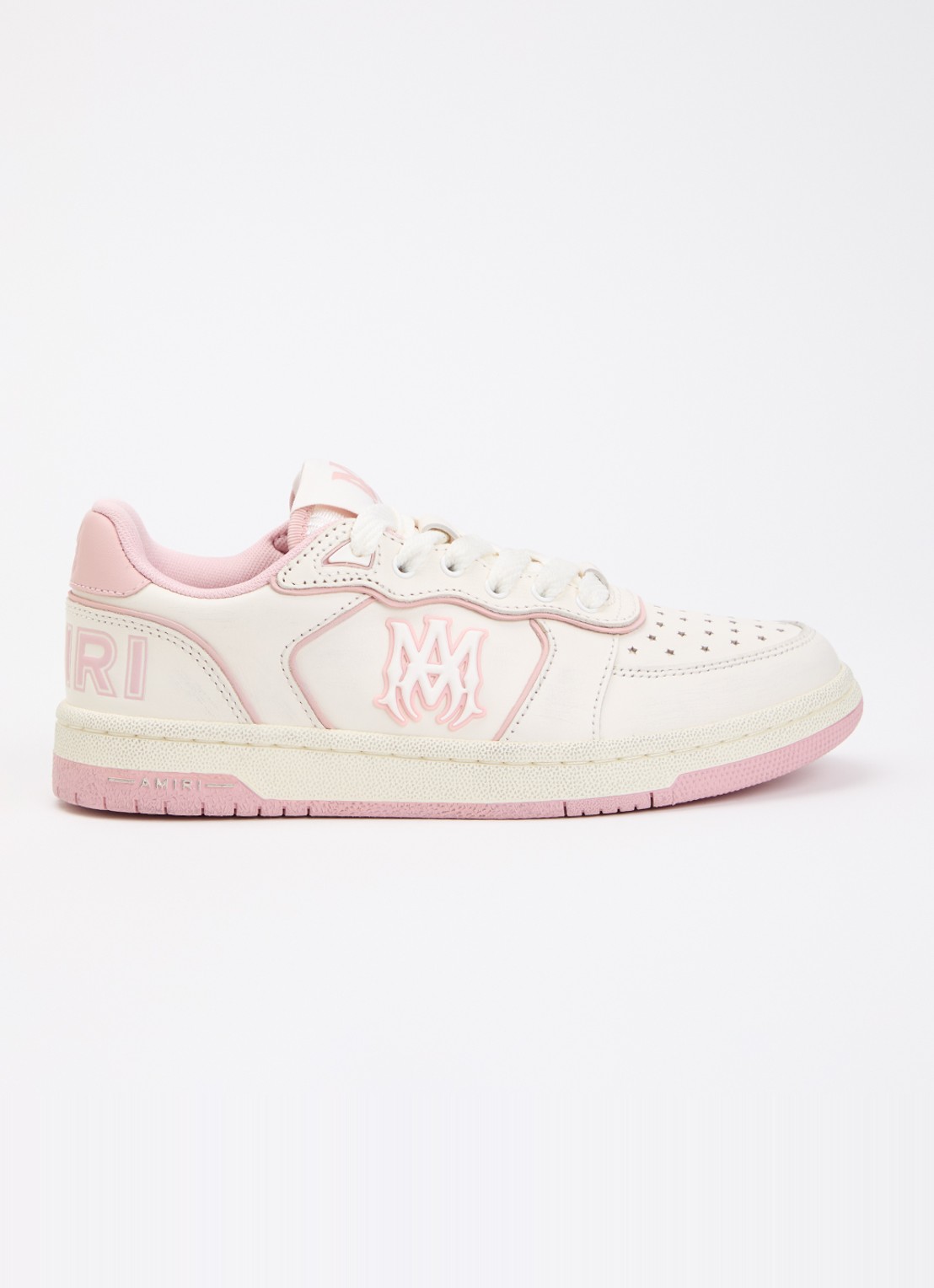 AMIRI Newport sneaker van leer met logo - voorkant lichtroze