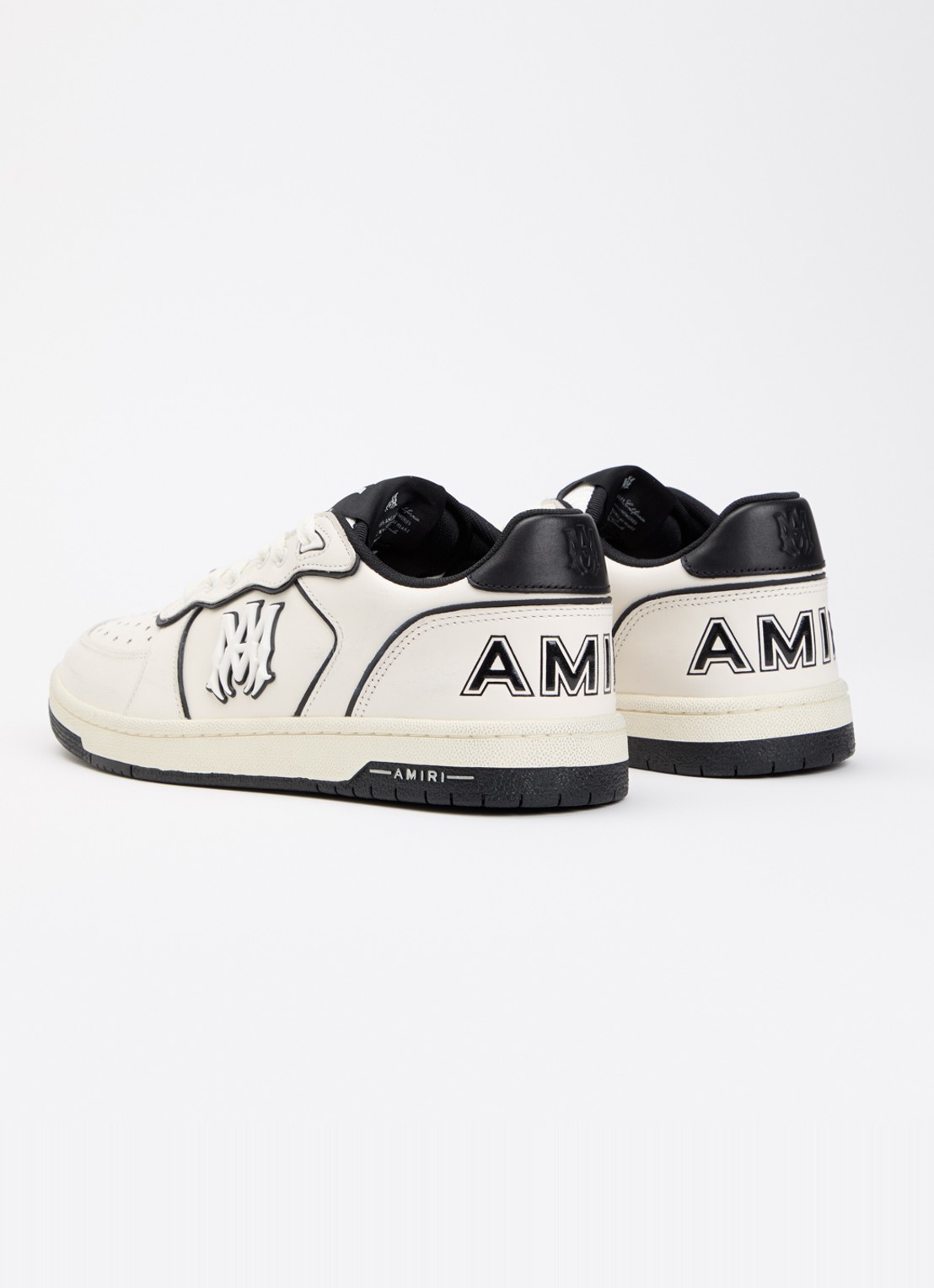 AMIRI Newport sneaker van leer met logo - achterkant gebroken wit