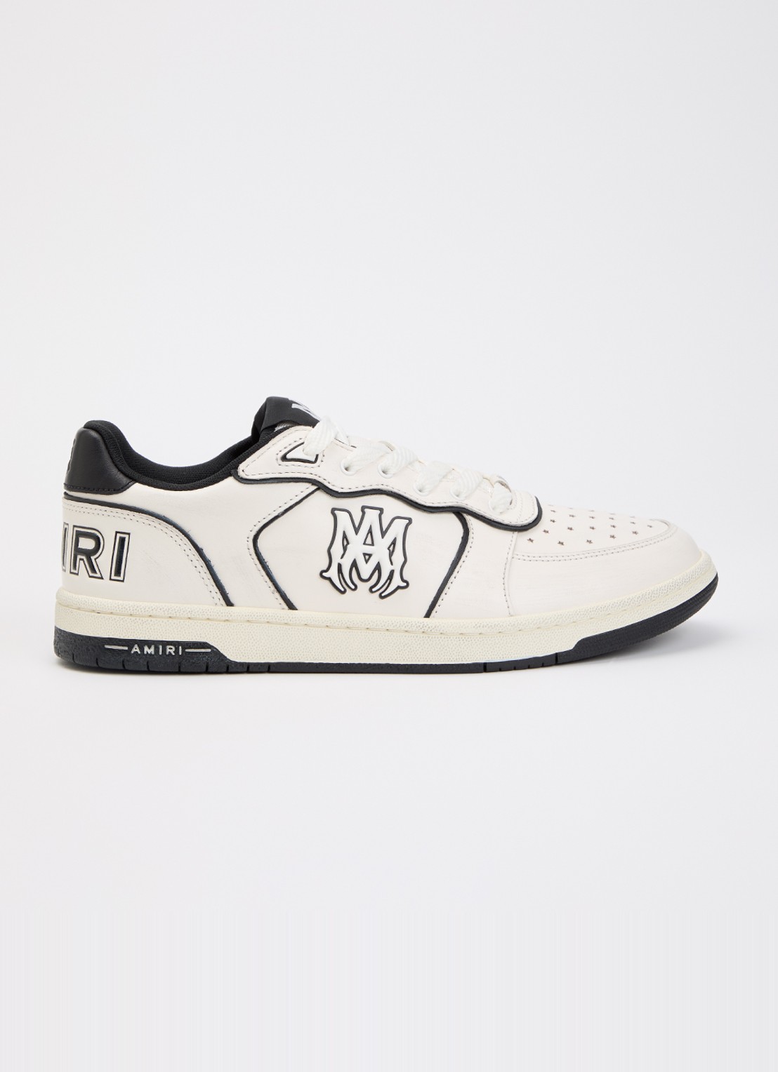 AMIRI Newport sneaker van leer met logo - voorkant 6 gebroken wit