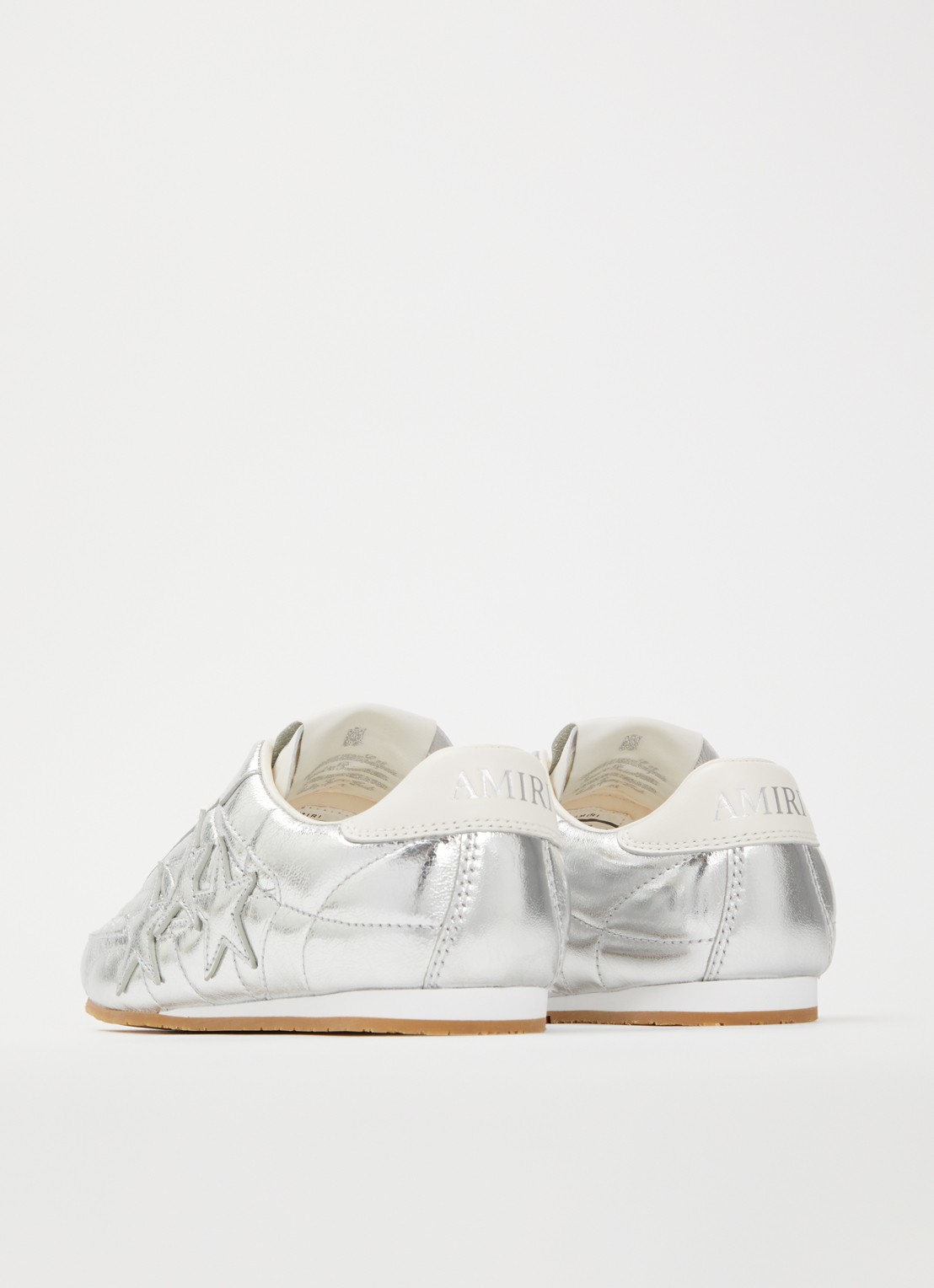 AMIRI Pacific Football Slim sneaker van leer met metallic finish - achterkant zilver