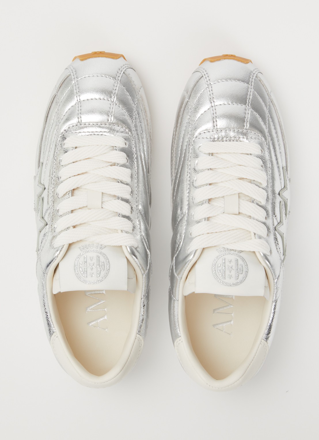 AMIRI Pacific Football Slim sneaker van leer met metallic finish - detail 3 zilver