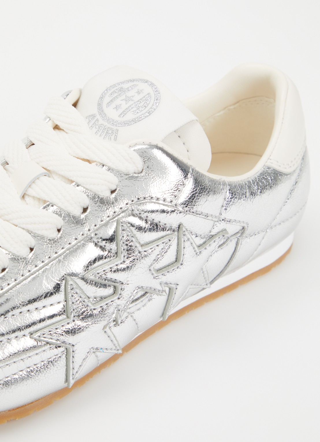 AMIRI Pacific Football Slim sneaker van leer met metallic finish - detail 5 zilver