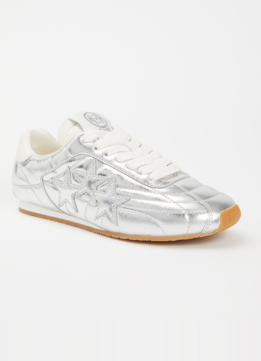 AMIRI Pacific Football Slim sneaker van leer met metallic finish - voorkant 6 zilver
