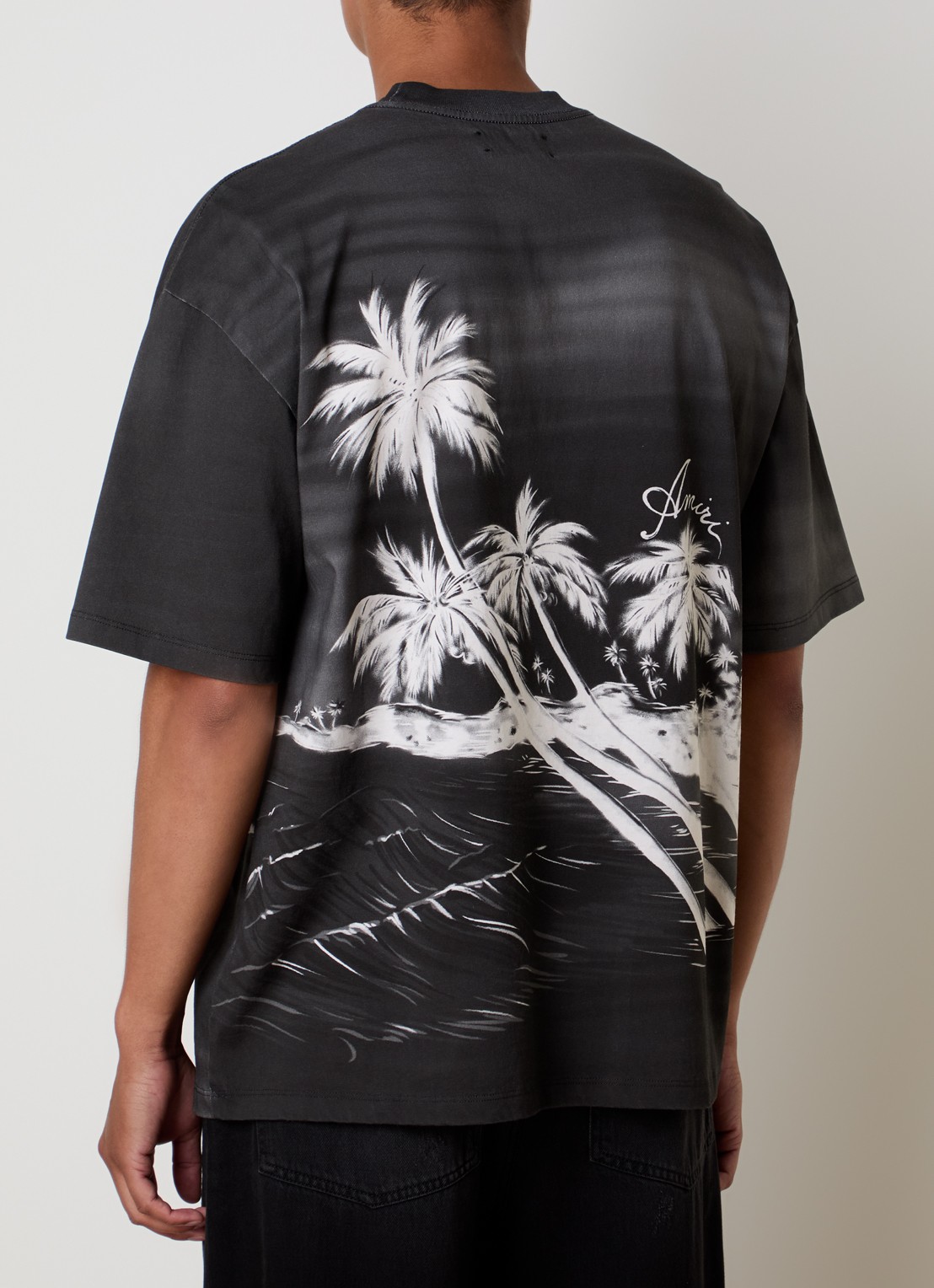 AMIRI Palm T-shirt met logo en print - achterkant 5 antraciet