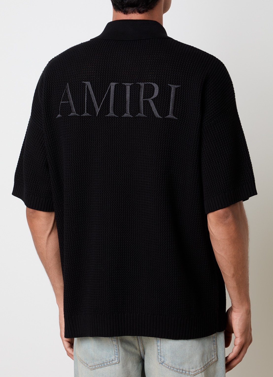 AMIRI Regular fit overhemd met opengewerkt dessin en logoborduring - achterkant zwart
