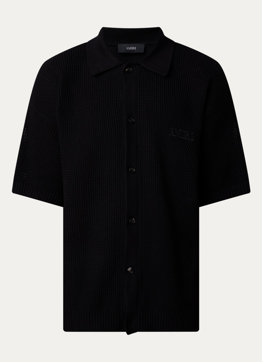 AMIRI Regular fit overhemd met opengewerkt dessin en logoborduring - voorkant 2 zwart