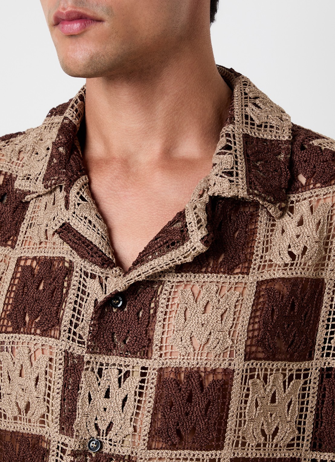AMIRI  Regular fit overhemd met opengewerkt dessin - detail 2 khaki
