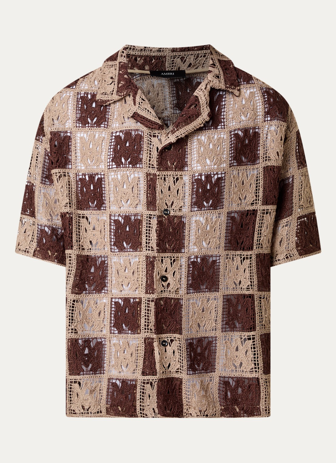 AMIRI  Regular fit overhemd met opengewerkt dessin - voorkant 3 khaki