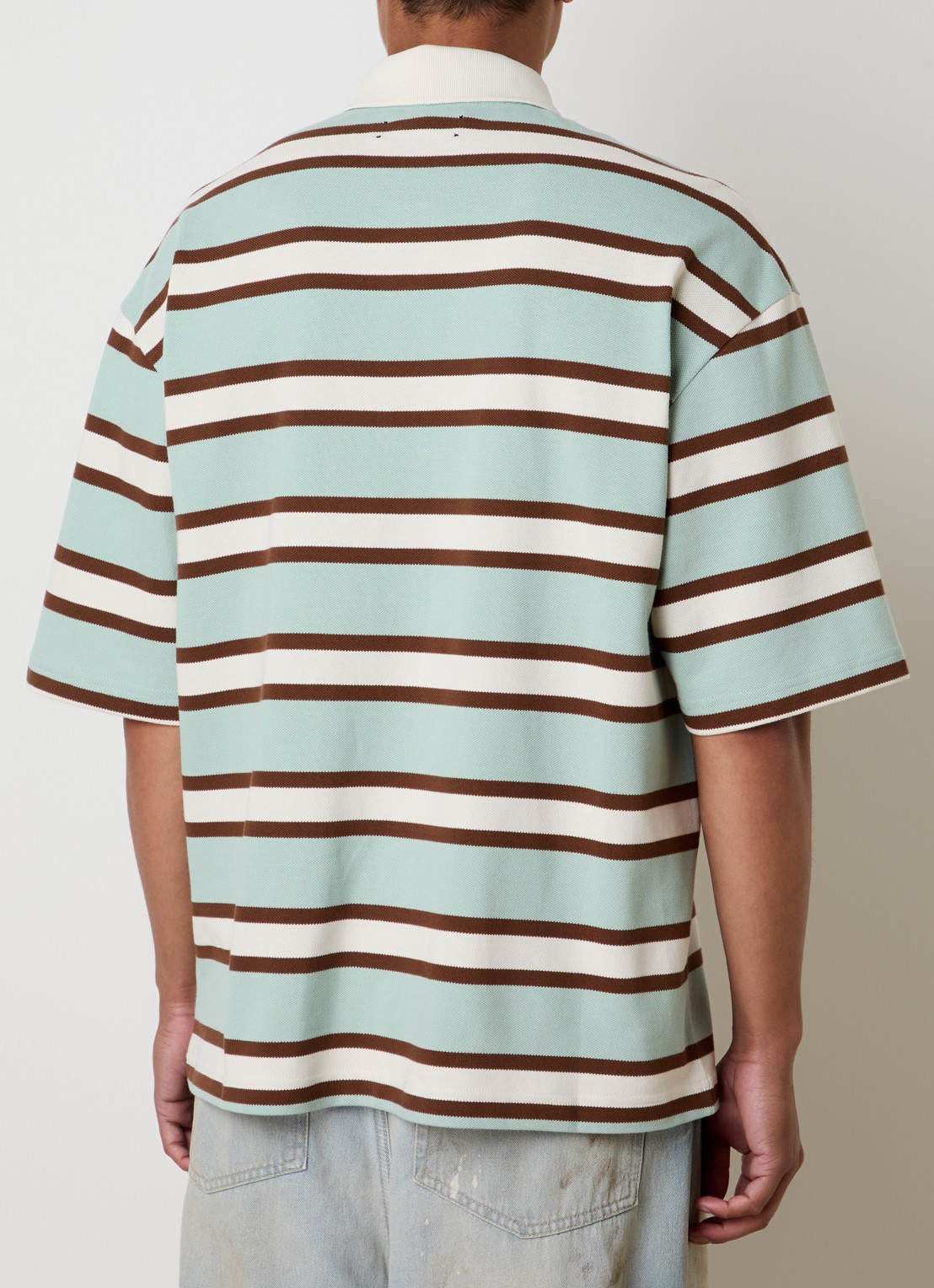 AMIRI Regular fit polo met streepprint en logo - achterkant 3 mint