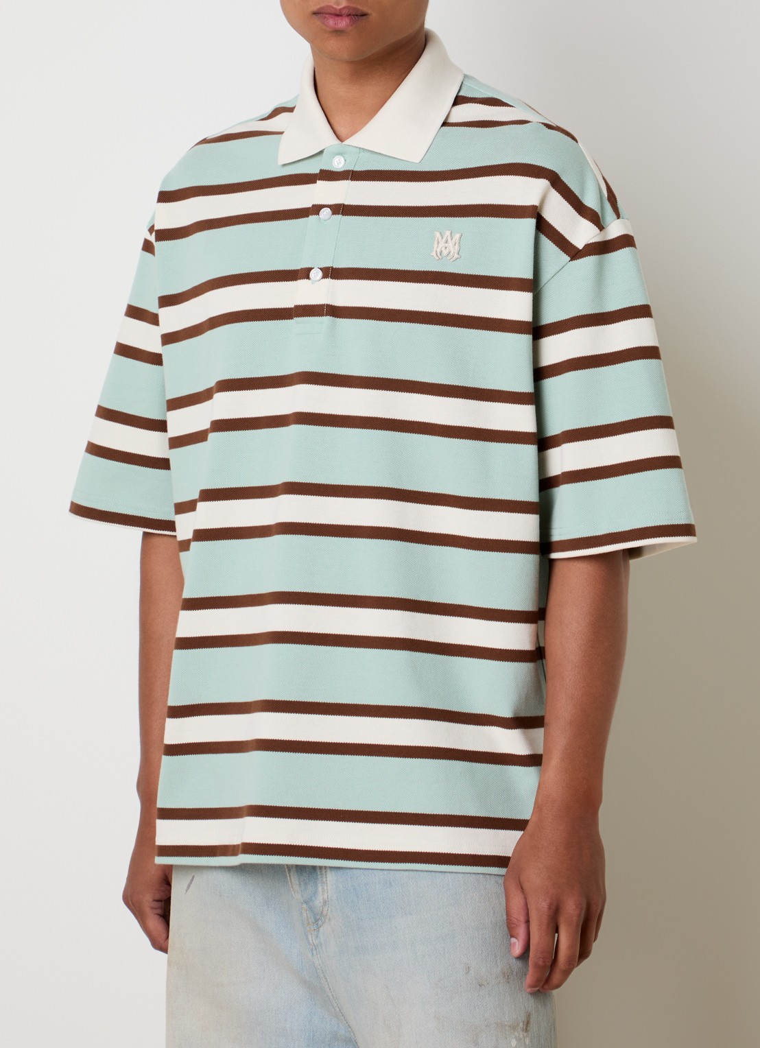 AMIRI Regular fit polo met streepprint en logo - detail 4 mint