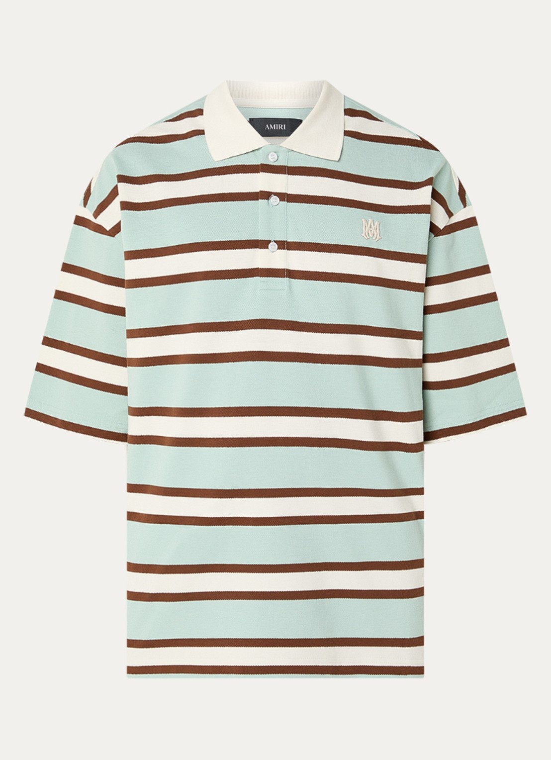 AMIRI Regular fit polo met streepprint en logo - voorkant mint