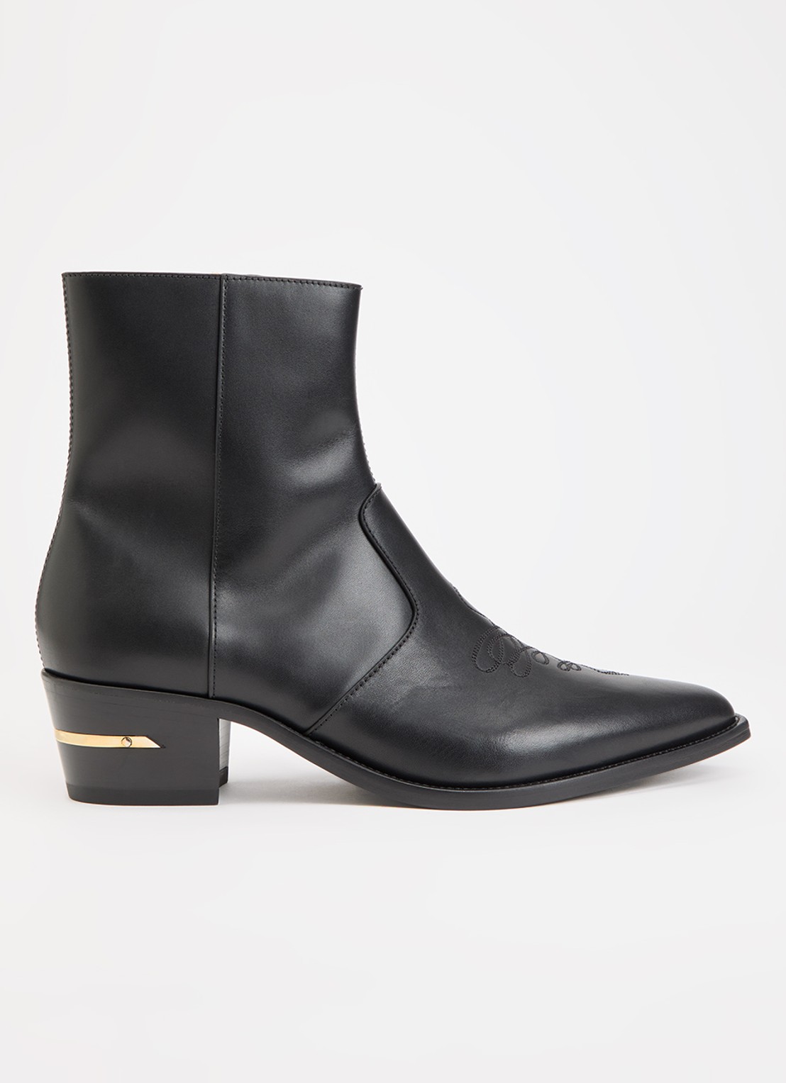 AMIRI Ryder cowboylaars van leer met metallic detail - voorkant 5 zwart