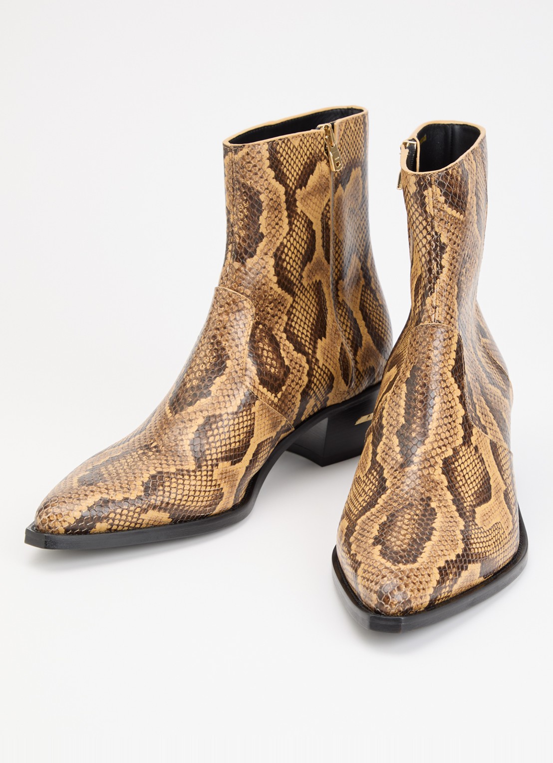 AMIRI Ryder cowboylaars van leer met slangenprint - detail beige