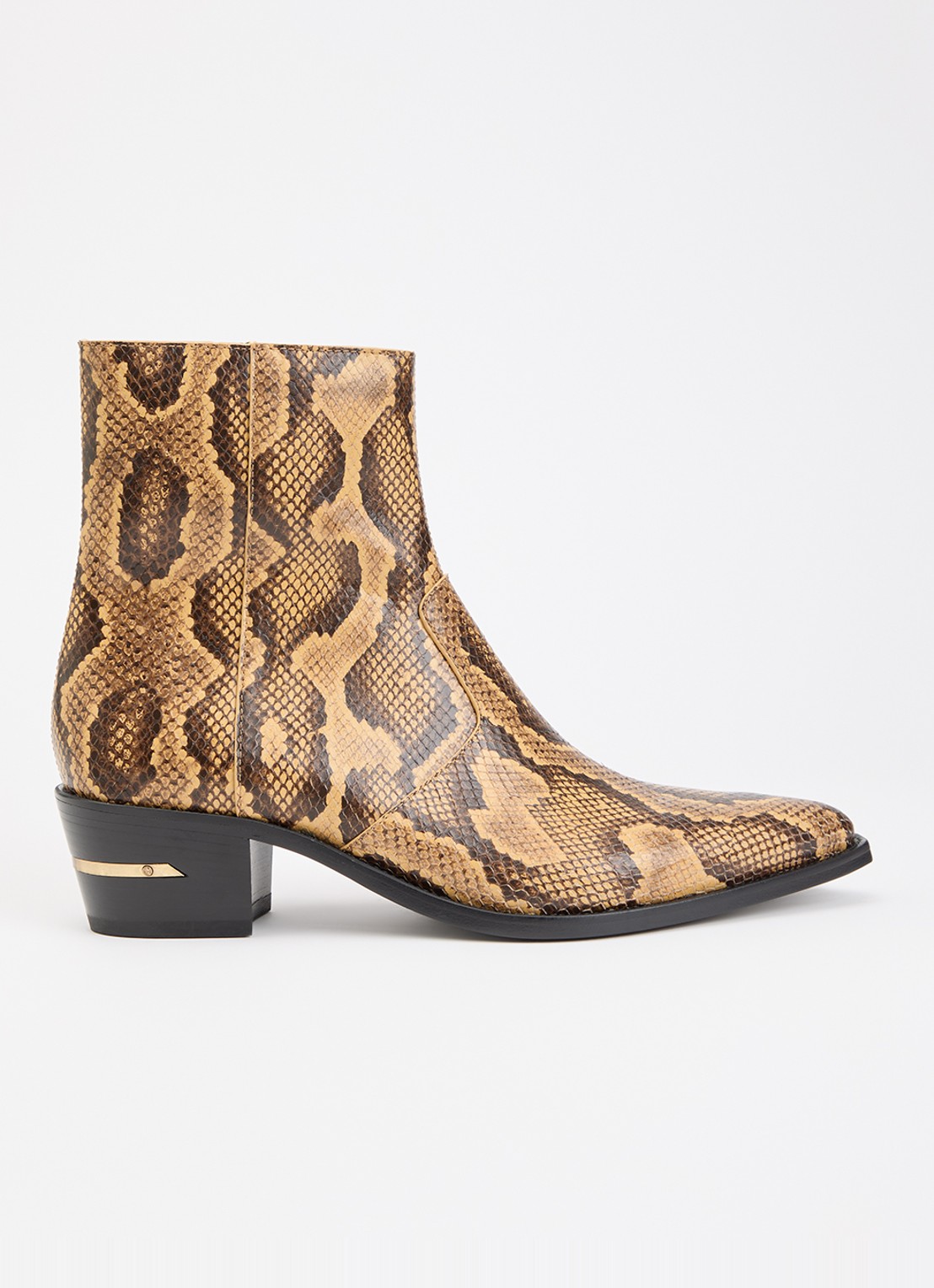 AMIRI Ryder cowboylaars van leer met slangenprint - voorkant 4 beige